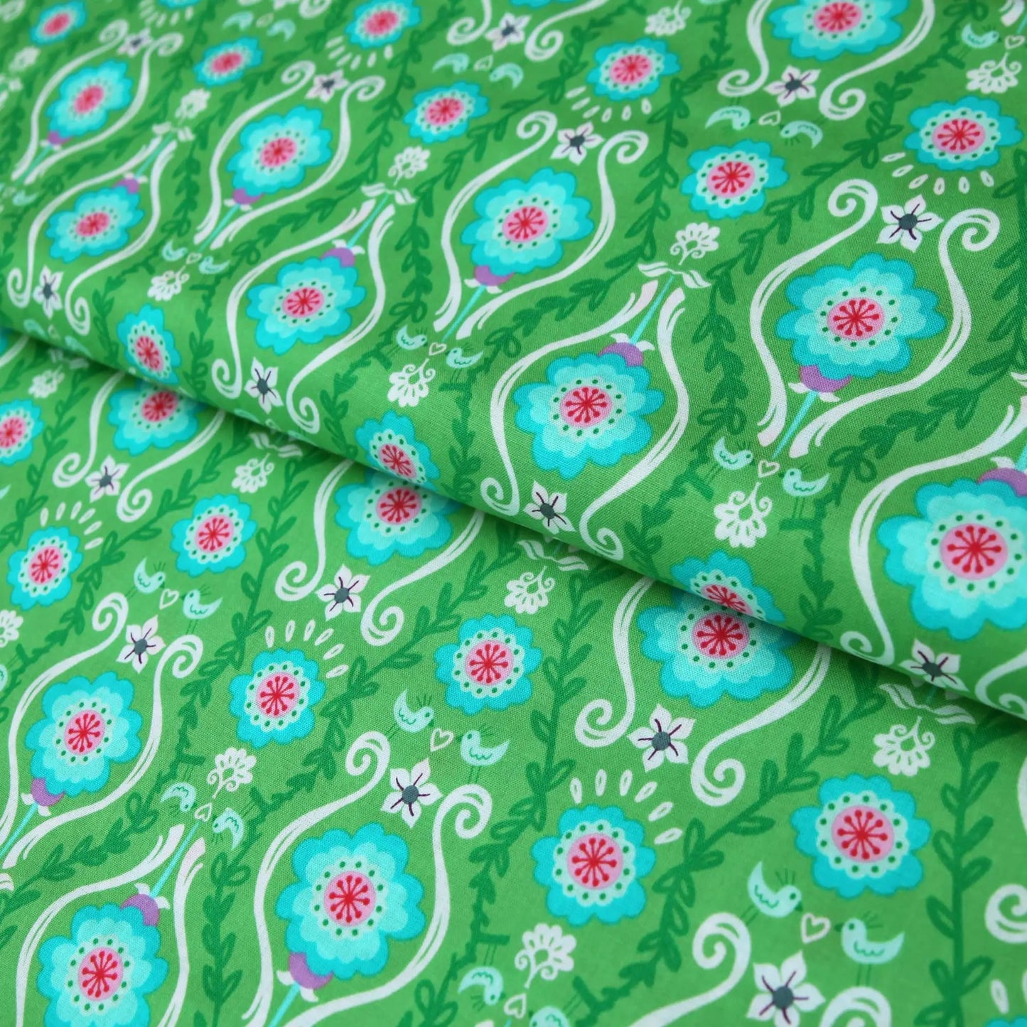 Baumwollstoff Floral Poppy go Lucky by jolijou auf grün Stoffe Kudellino