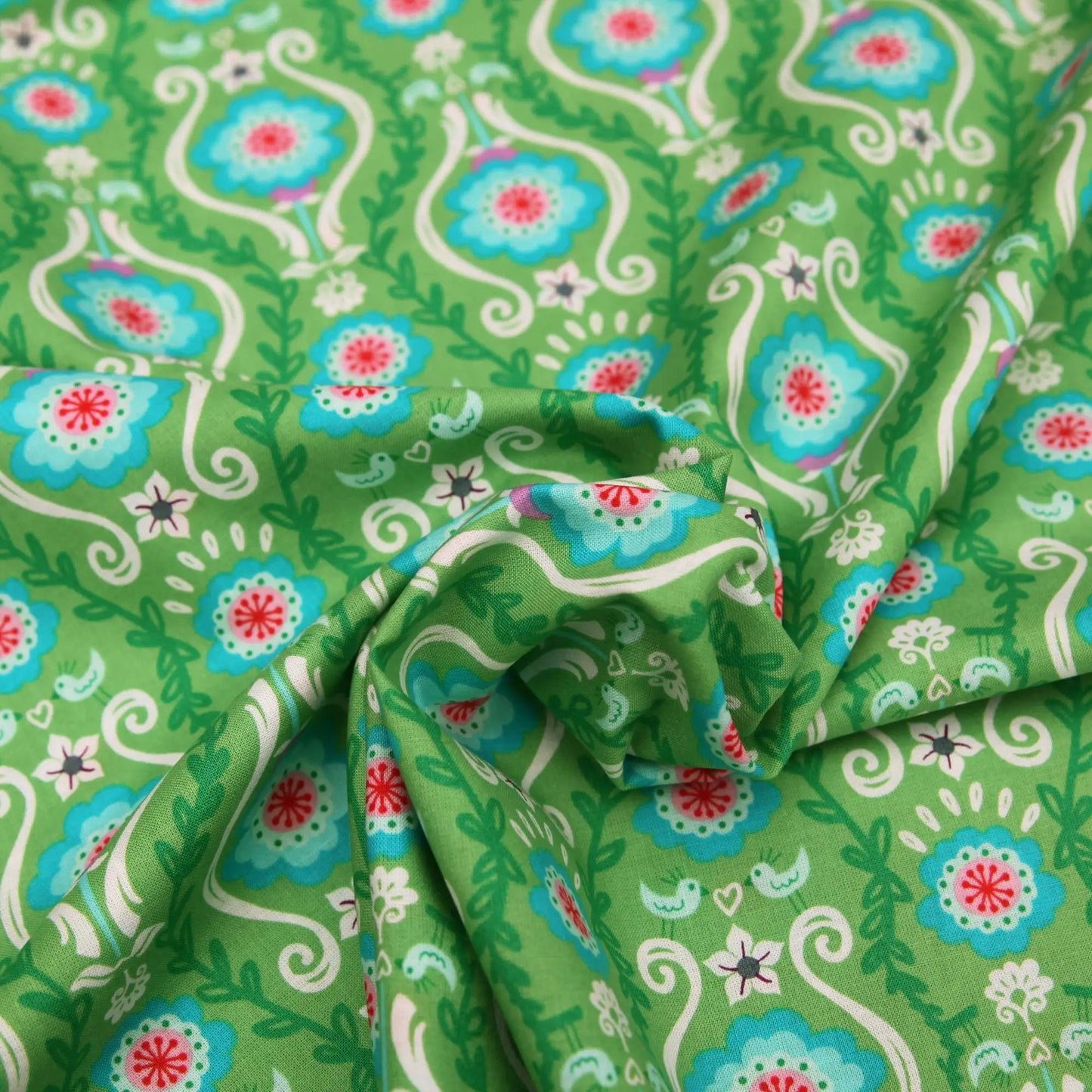 Baumwollstoff Floral Poppy go Lucky by jolijou auf grün Stoffe Kudellino