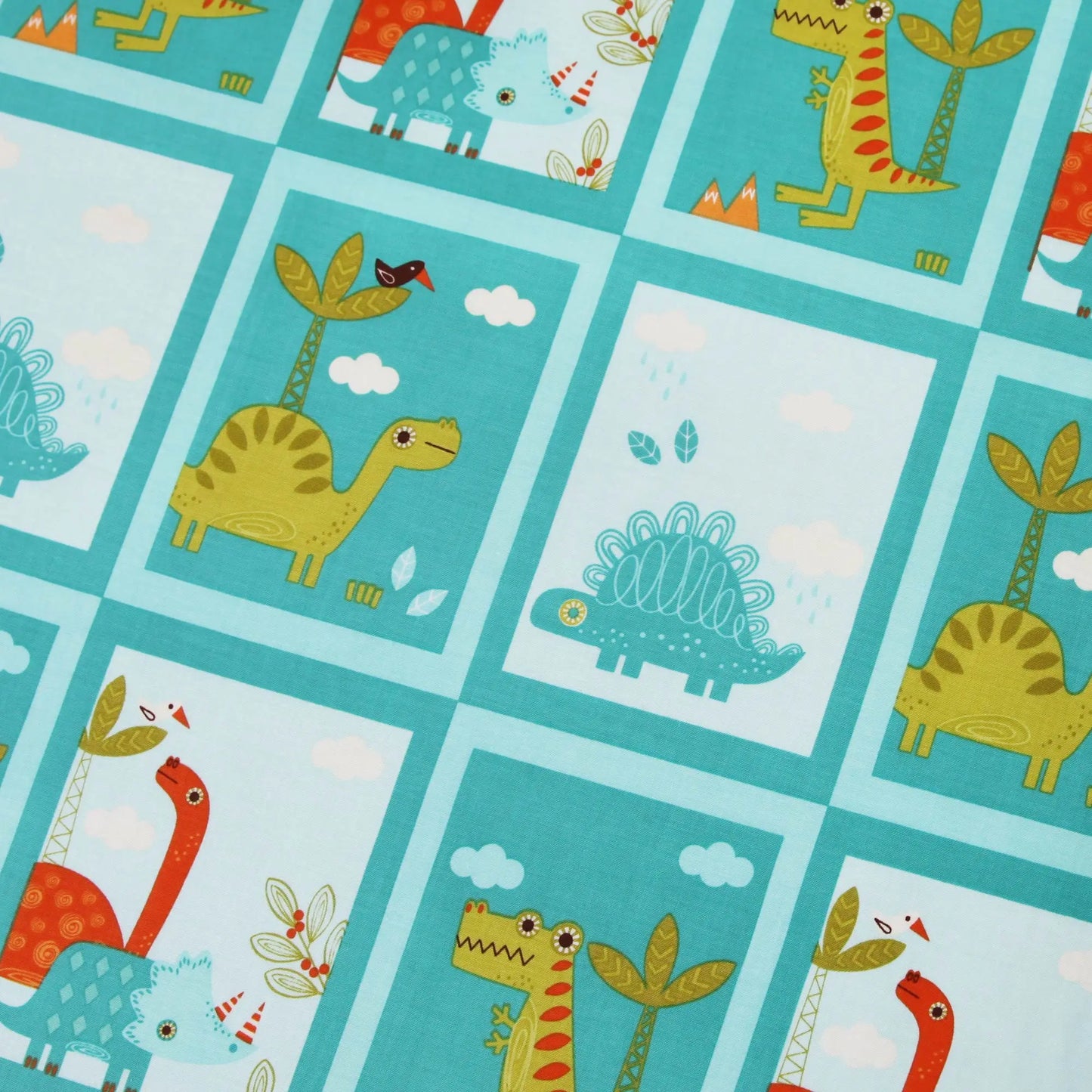Baumwollstoff "Dinosaur Rahmen Qudrate Dinos" von Riley Blake - Patchwork Stoffe Kudellino