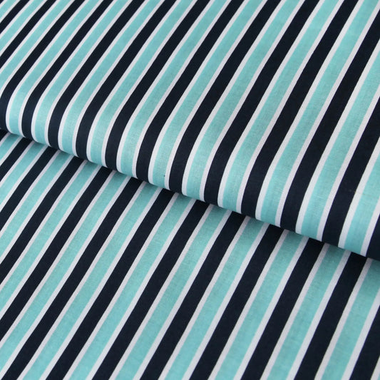 Baumwollstoff "Play Ball Streifen aqua marine" von Riley Blake - Patchwork  Stoffe Kudellino