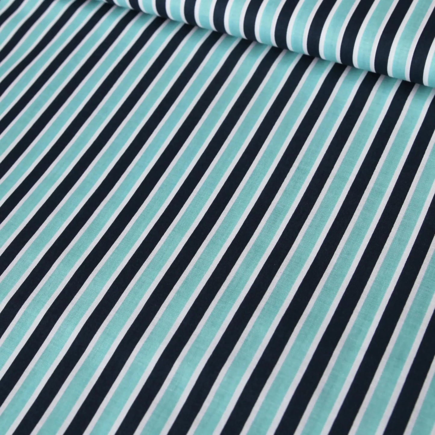 Baumwollstoff "Play Ball Streifen aqua marine" von Riley Blake - Patchwork Stoffe Kudellino