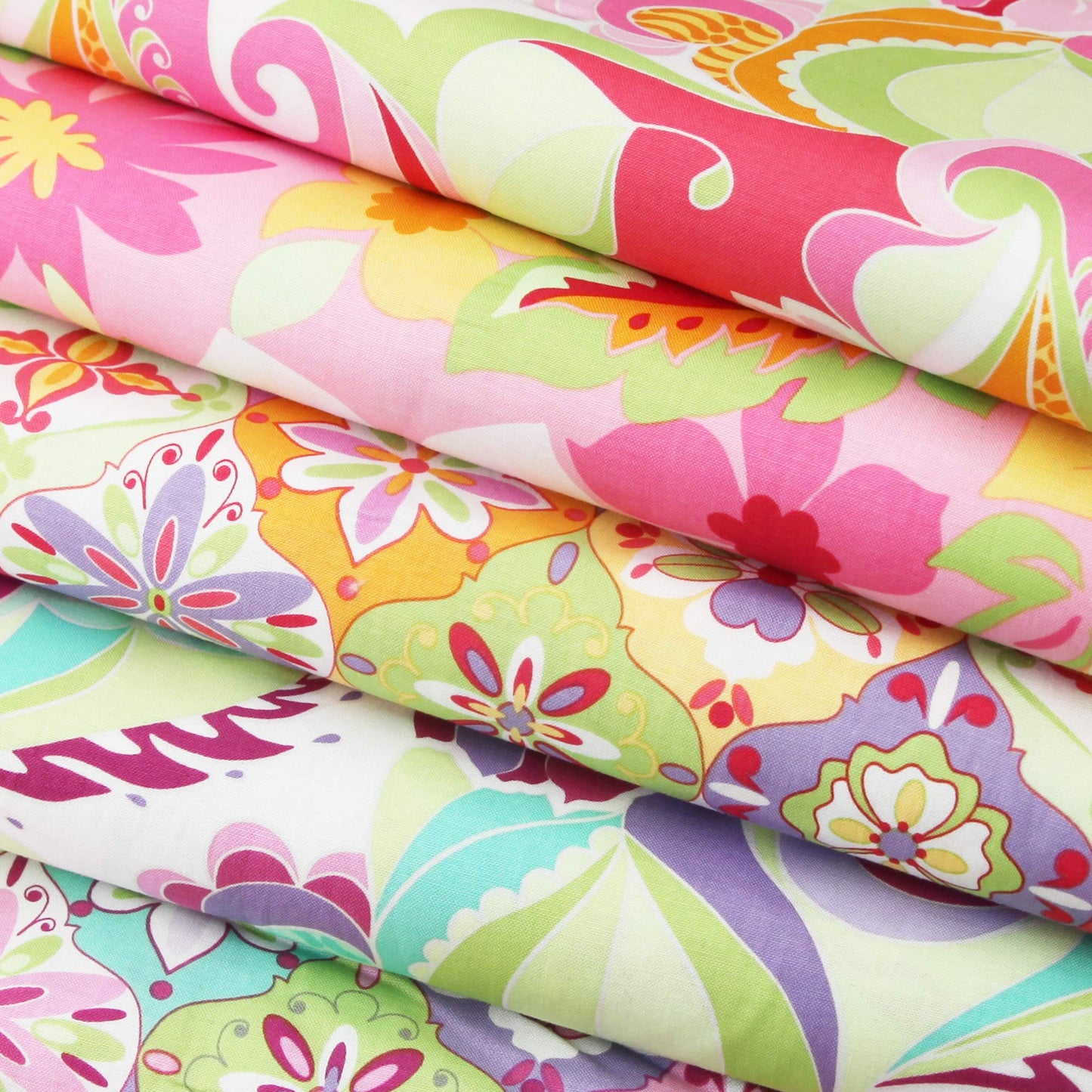 Baumwollstoff "bunte blumige Rauten" Extravaganza von Riley Blake Designs - in lila, rosa, violett, grün - Stoffe Kudellino - Bündchenstoffe, Jersey Stoffe und mehr...