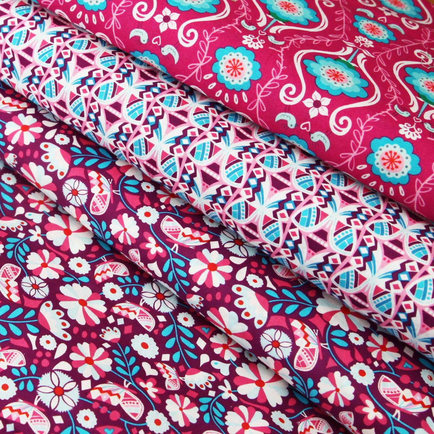 Baumwollstoff abstrakt Flutter Flirt by jolijou Schmetterlinge auf pink Stoffe Kudellino