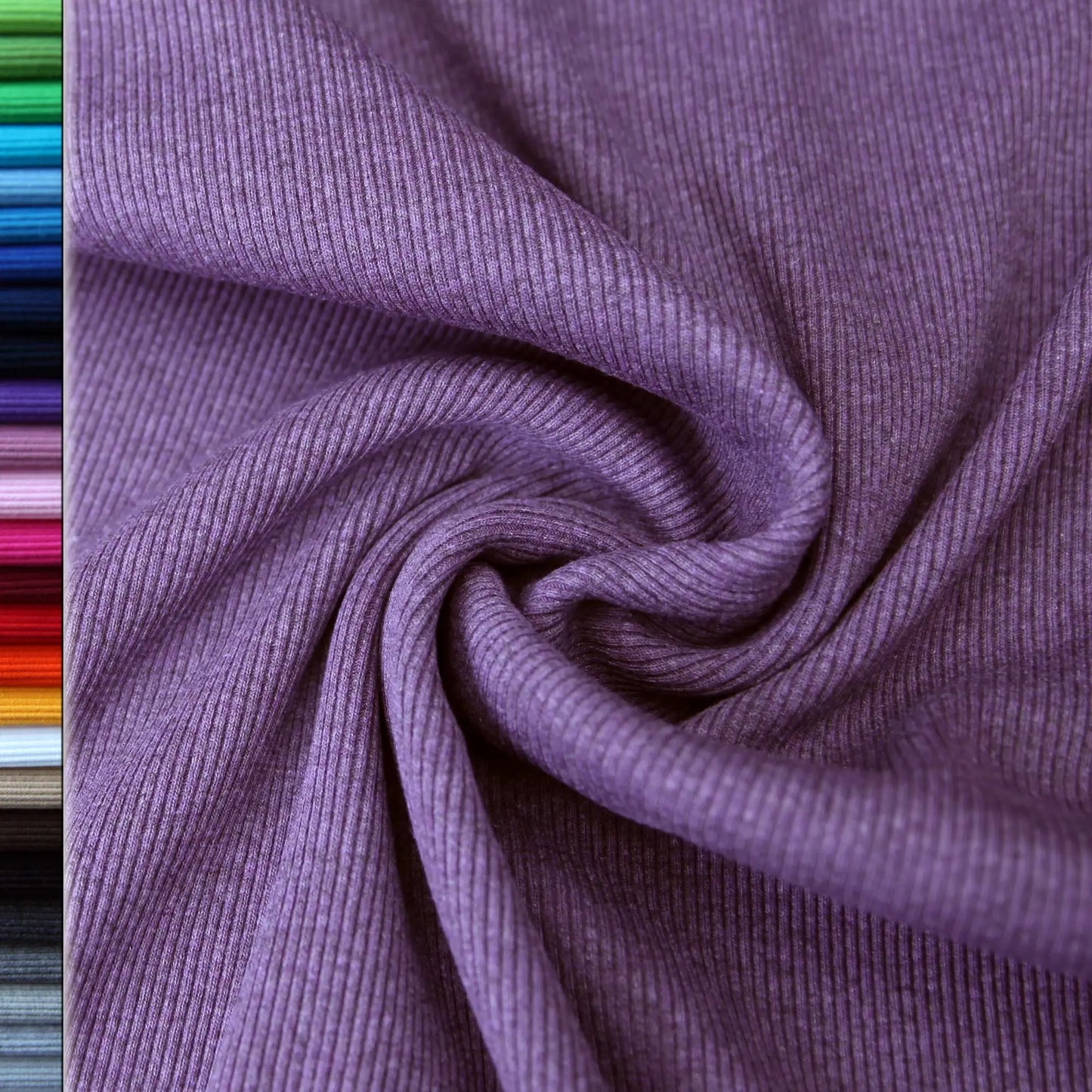 Bündchenstoff RIPPE Violett Lila Meliert Melange - Extrabreit Stoffe Kudellino