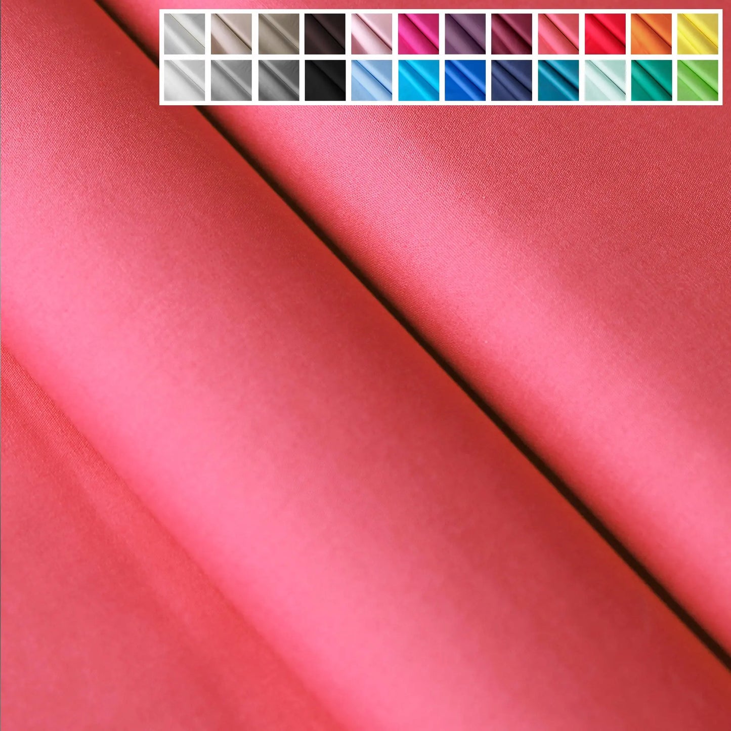 Unifarbene Baumwollstoffe in Koralle und Pink Fuchsia, Stoffe-Kudellino, sale.