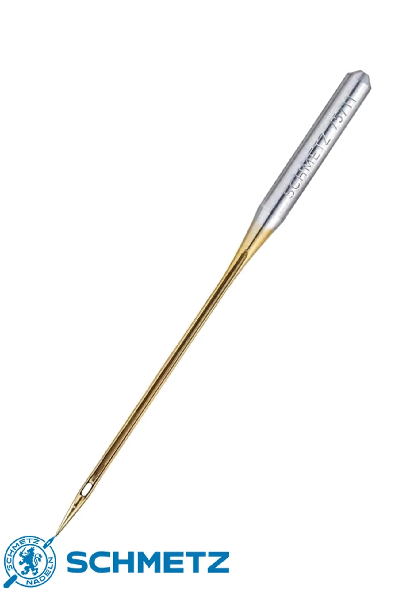 SCHMETZ Nähmaschinennadeln  5 Gold Stick-Nadeln 130/705 H-ET - Nadeldicke 75/11 - geeignet für das Sticken mit Stickmaschinen  Stoffe Kudellino