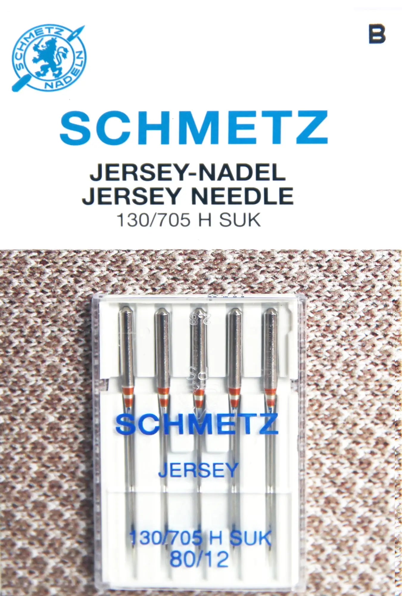 SCHMETZ Nähmaschinennadeln 5 Jersey Nadeln 130/705 H SUK Nadeldicke 80/12 Stoffe Kudellino