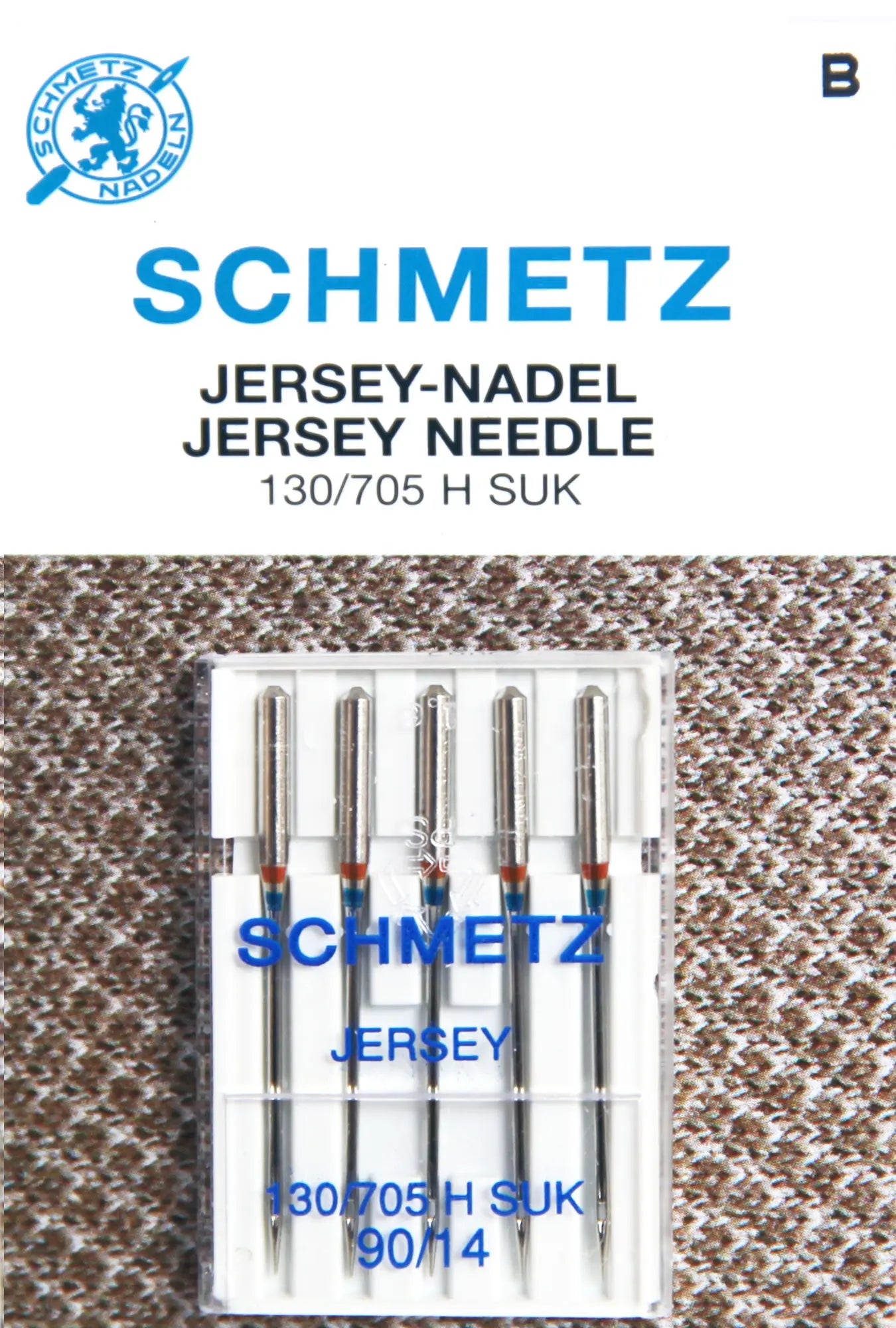 SCHMETZ Nähmaschinennadeln 5 Jersey Nadeln 130/705 H SUK  Nadeldicke 90/14  Stoffe Kudellino