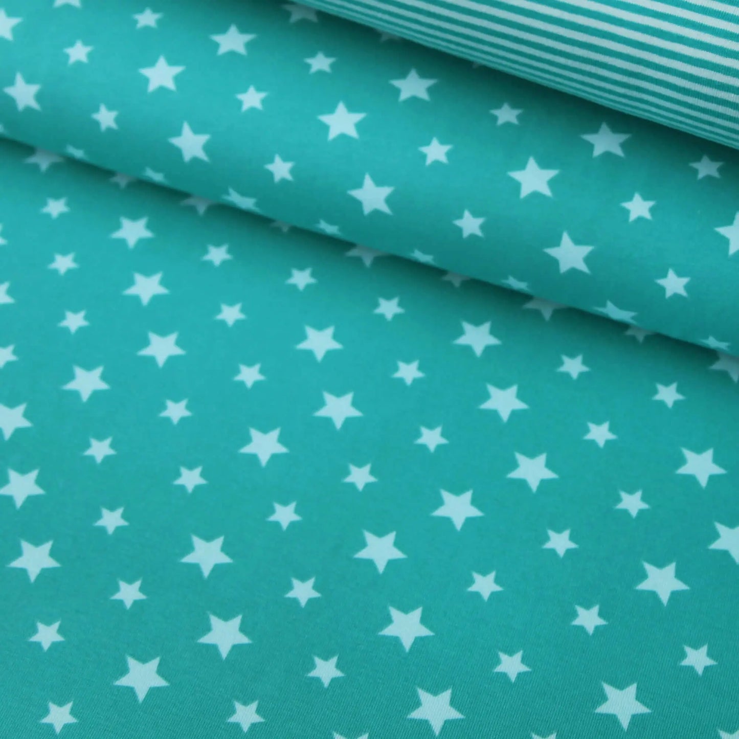"Sterne groß und klein" - Stoff mint aqua petrol