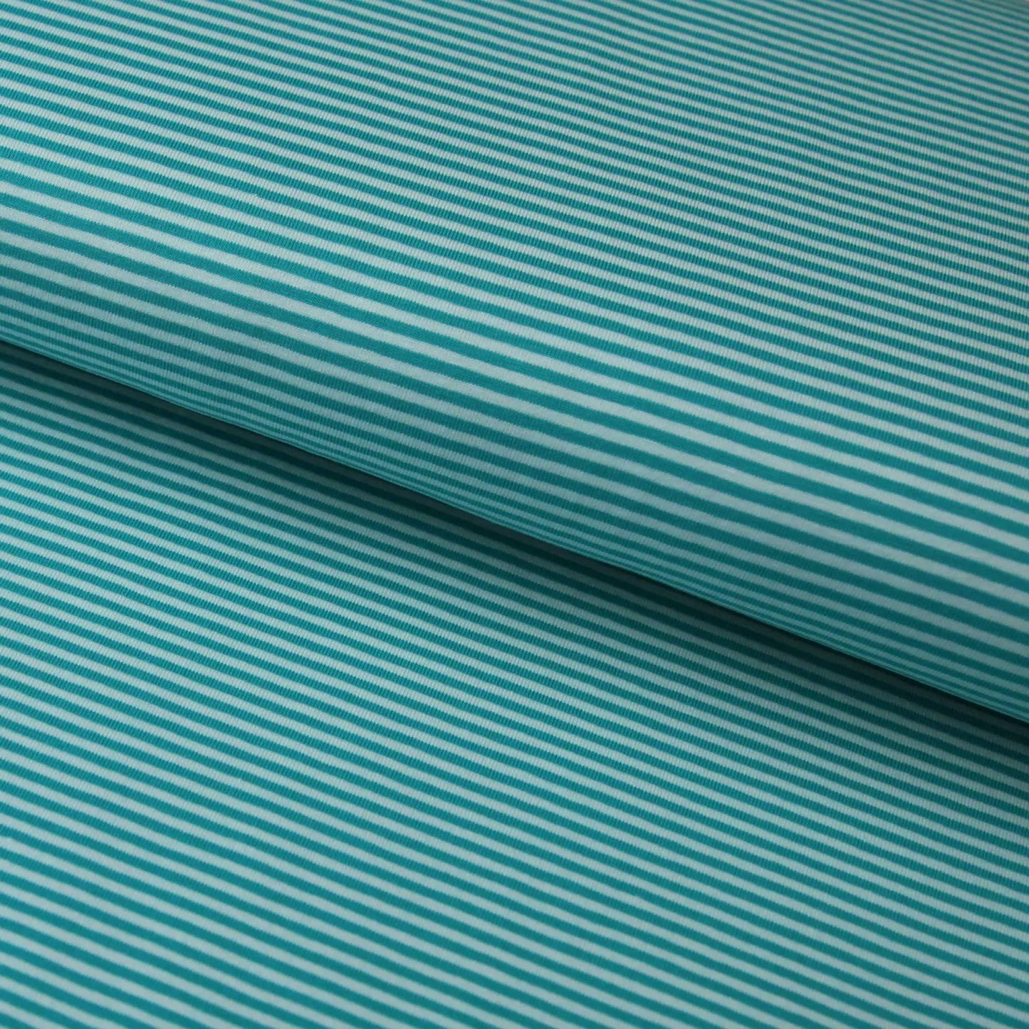 Baumwolljersey "Streifen 3mm" - Jersey Stoff mint aqua petrol Stoffe Kudellino