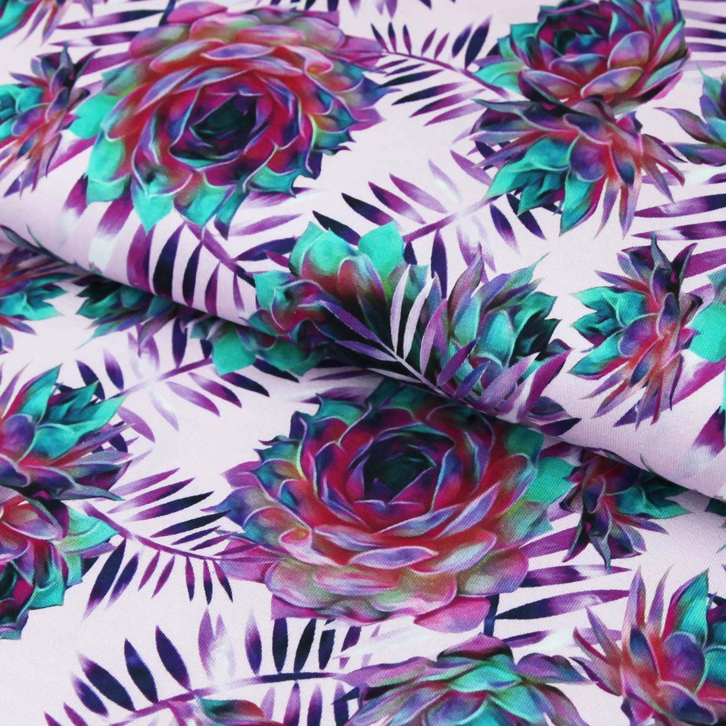 Baumwolljersey "Artischockenblüten Digital auf rosa" - Jersey Stoff - Stoffe Kudellino - Bündchenstoffe, Jersey Stoffe und mehr...