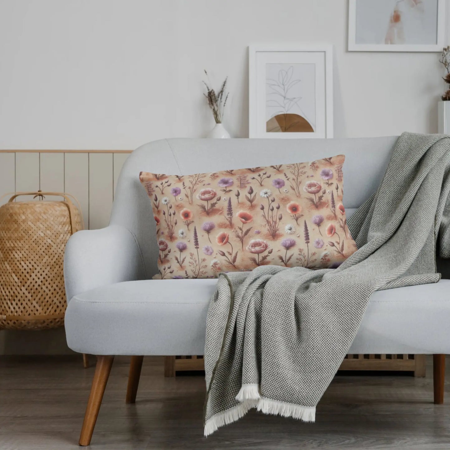 Baumwolljersey "Kräuter Feldblumen" - auf beige