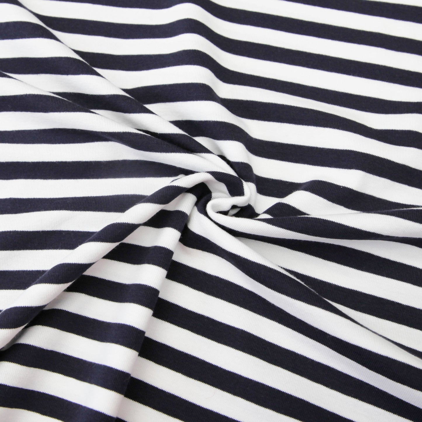 Baumwolljersey "gestreift marine weiß 1cm" - Jersey Stoff Streifen - Stoffe Kudellino - Bündchenstoffe, Jersey Stoffe und mehr...