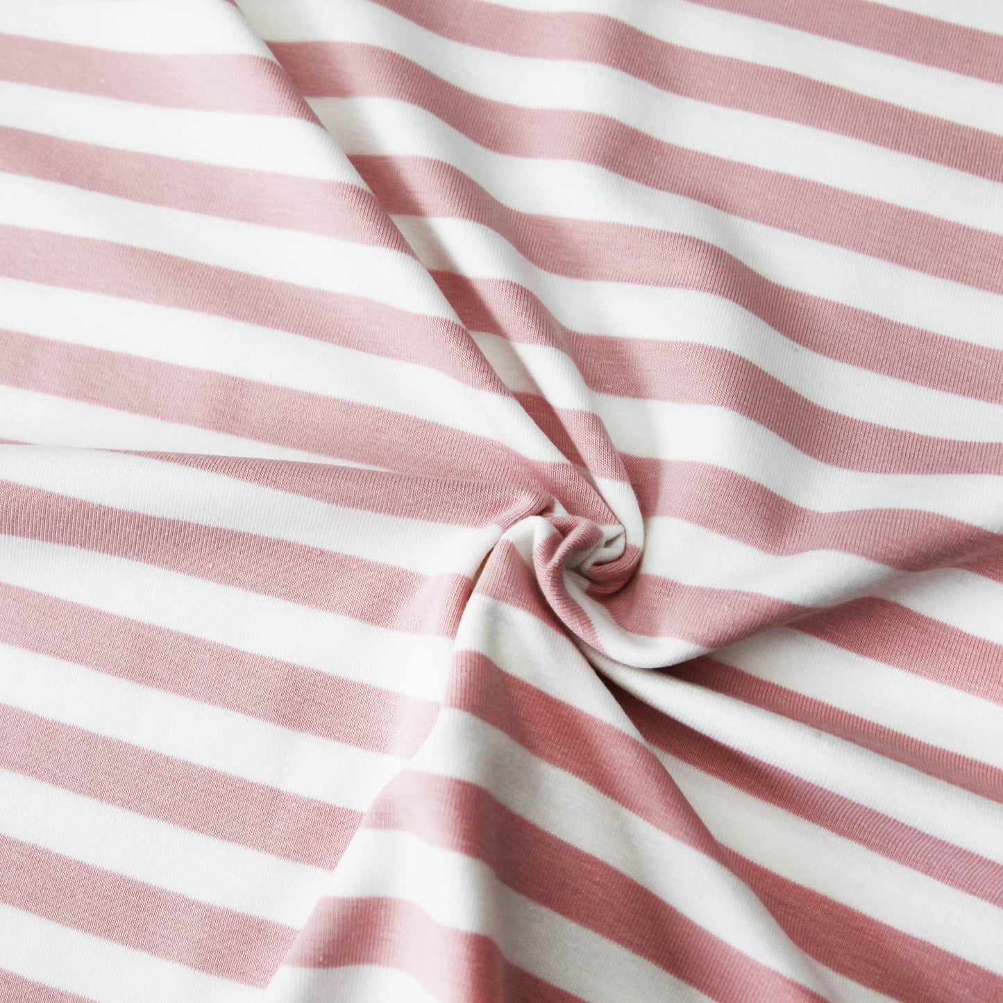 Baumwolljersey "gestreift rose weiß 1cm" - Jersey Stoff Streifen - Stoffe Kudellino - Bündchenstoffe und mehr...