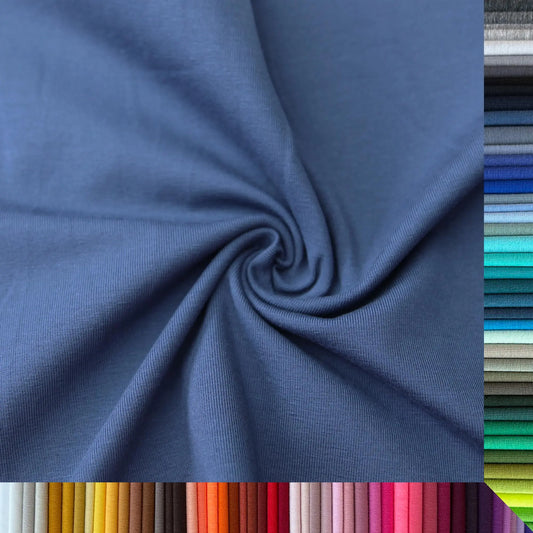 Jersey Stoff UNI Denim Dunkel Jeans  Stoffe Kudellino