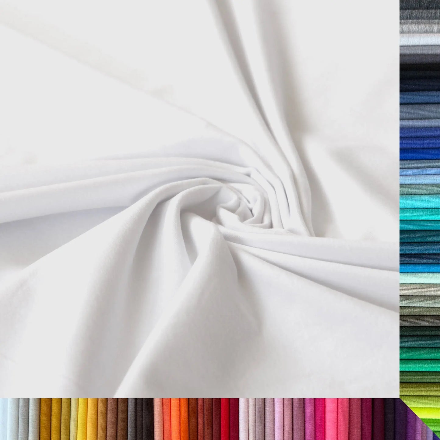 Jersey Stoff Uni - Baumwolljersey - Meterware, 220g/m², Öko-Tex Standard 100 Weiß Stoffe Kudellino