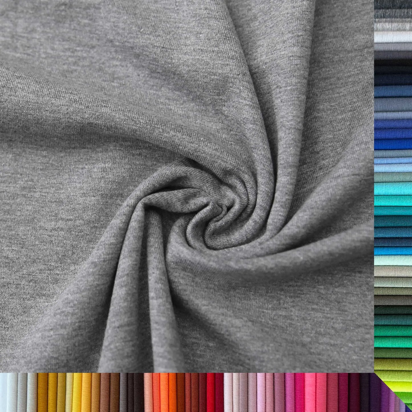 Jerseystoff UNI Grau Melange Stoffe Kudellino