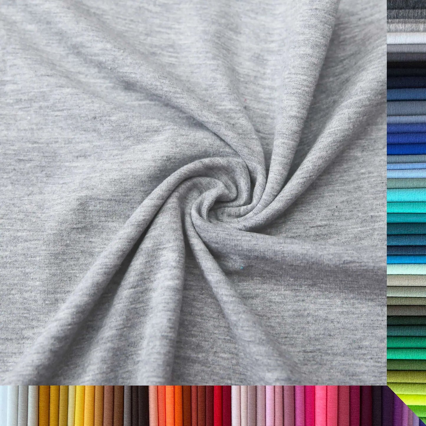 Jerseystoff UNI Hellgrau Melange Natur Stoffe Kudellino