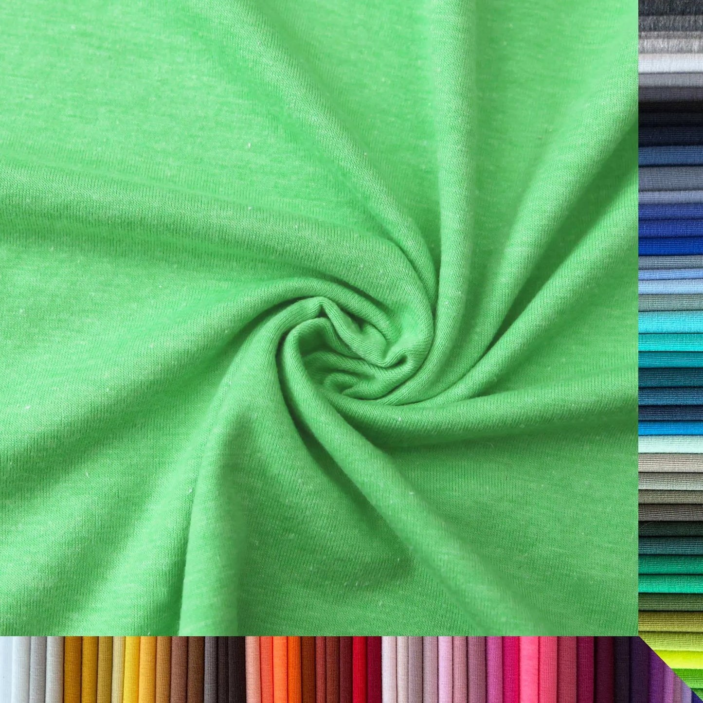 Jerseystoff UNI Neongrün Melange Stoffe Kudellino