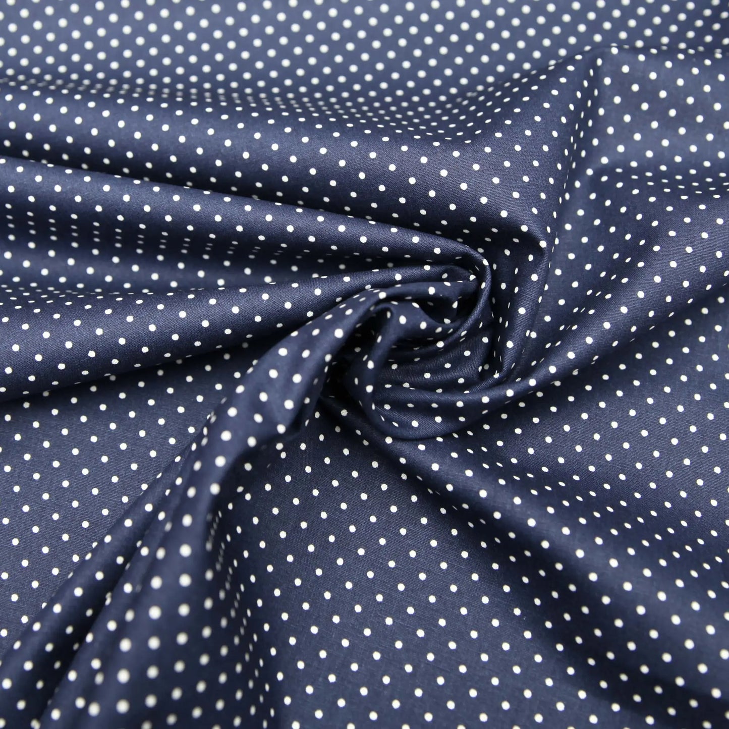Baumwollstoff mit Tupfen / Popeline " 0,2 cm weiße Tupfen auf navy marineblau  Stoffe Kudellino