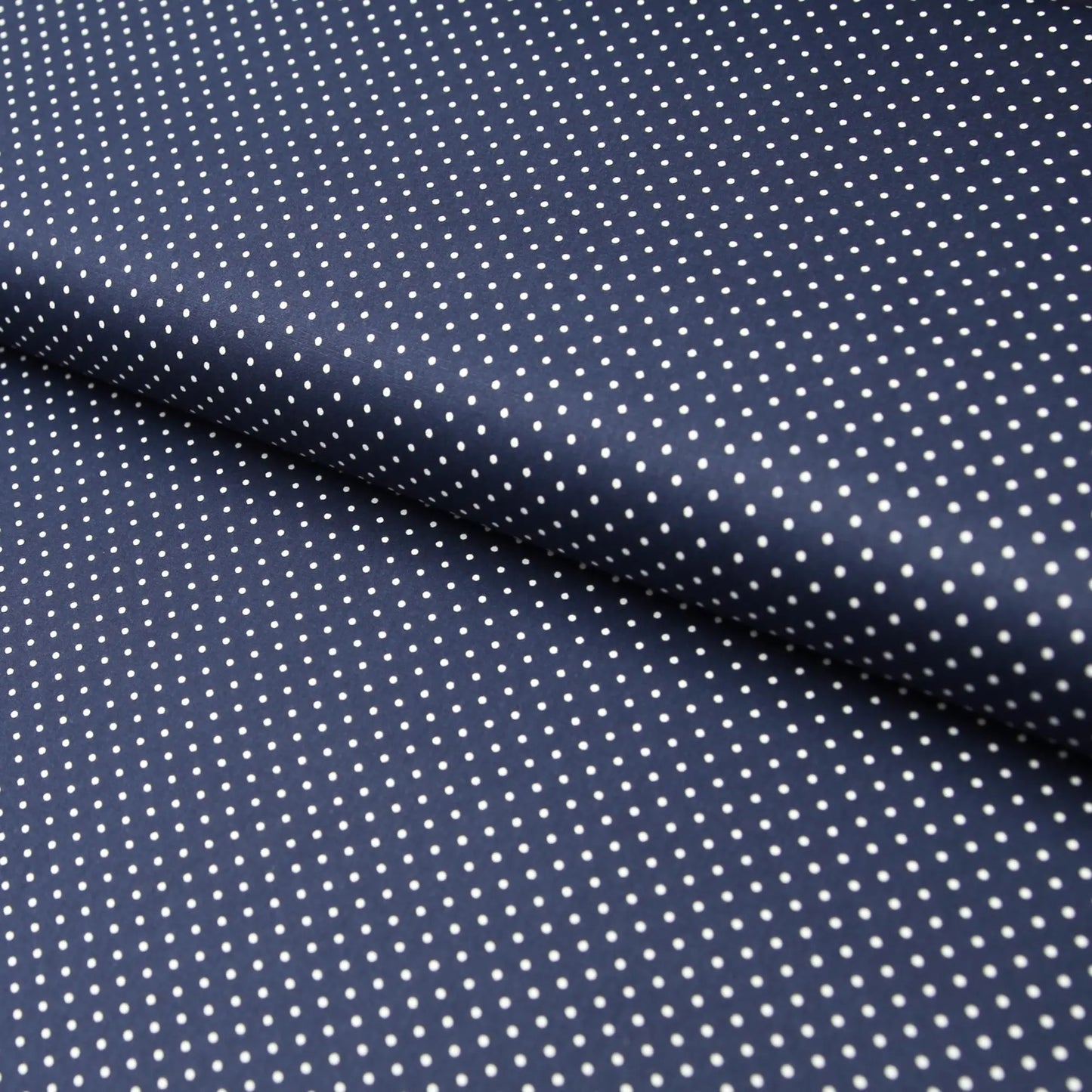 Baumwollstoff mit Tupfen / Popeline " 0,2 cm weiße Tupfen auf navy marineblau  Stoffe Kudellino
