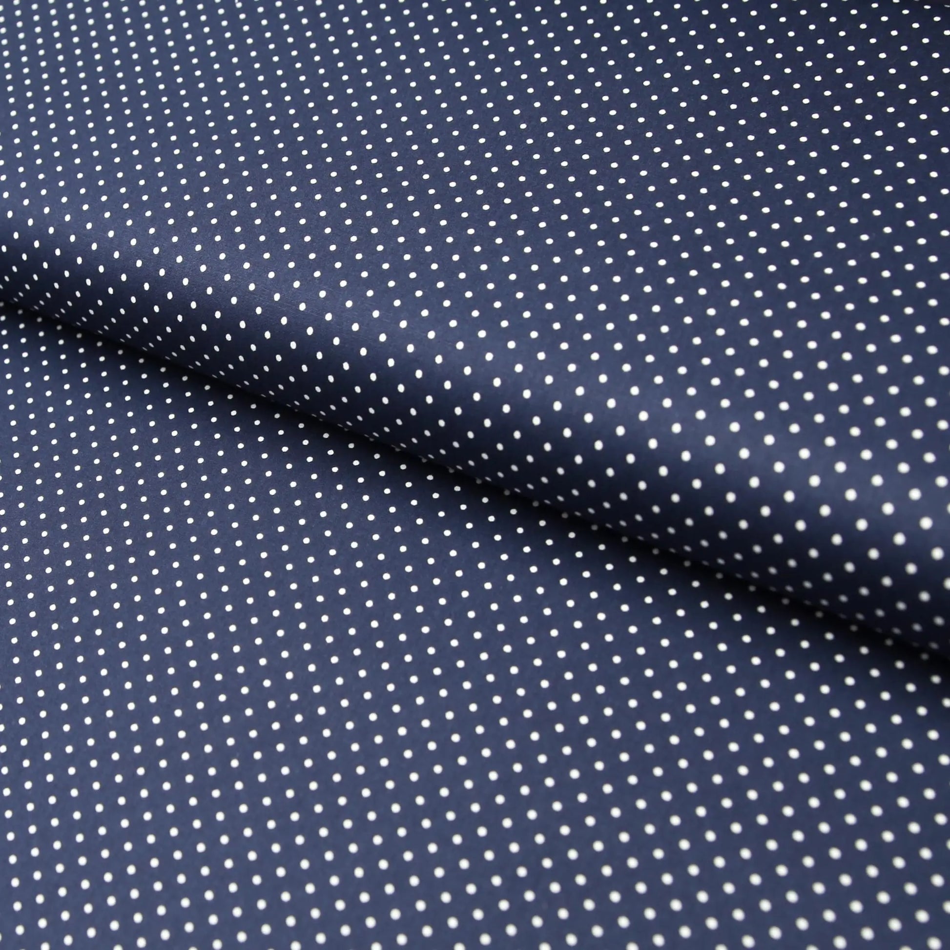 Baumwollstoff mit Tupfen / Popeline " 0,2 cm weiße Tupfen auf navy marineblau  Stoffe Kudellino