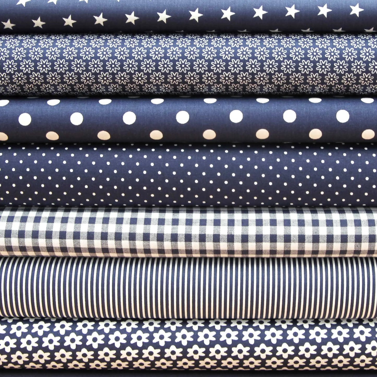 Baumwollstoff mit Tupfen / Popeline " 0,2 cm weiße Tupfen auf navy marineblau  Stoffe Kudellino