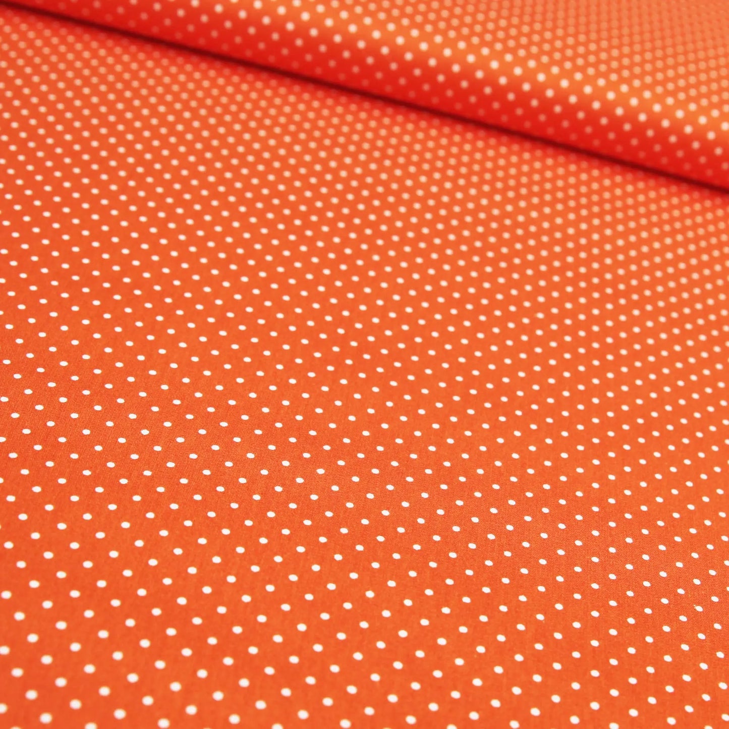 Baumwollstoff mit Tupfen / Popeline " 0,2 cm weiße Tupfen auf orange Stoffe Kudellino