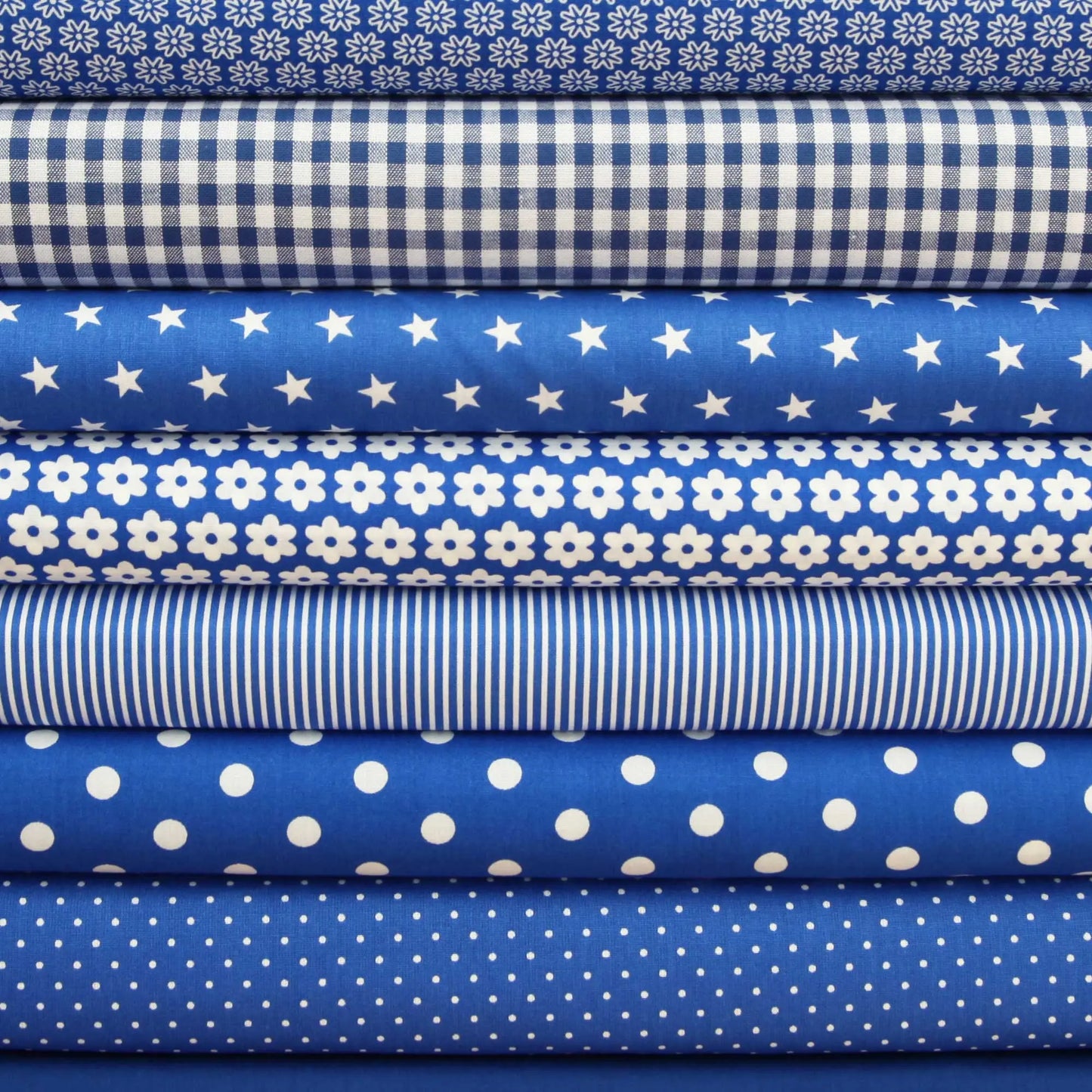 Baumwollstoff mit Punkten / Popeline " 0,8 cm weiße Dots auf blau royalblau Stoffe Kudellino