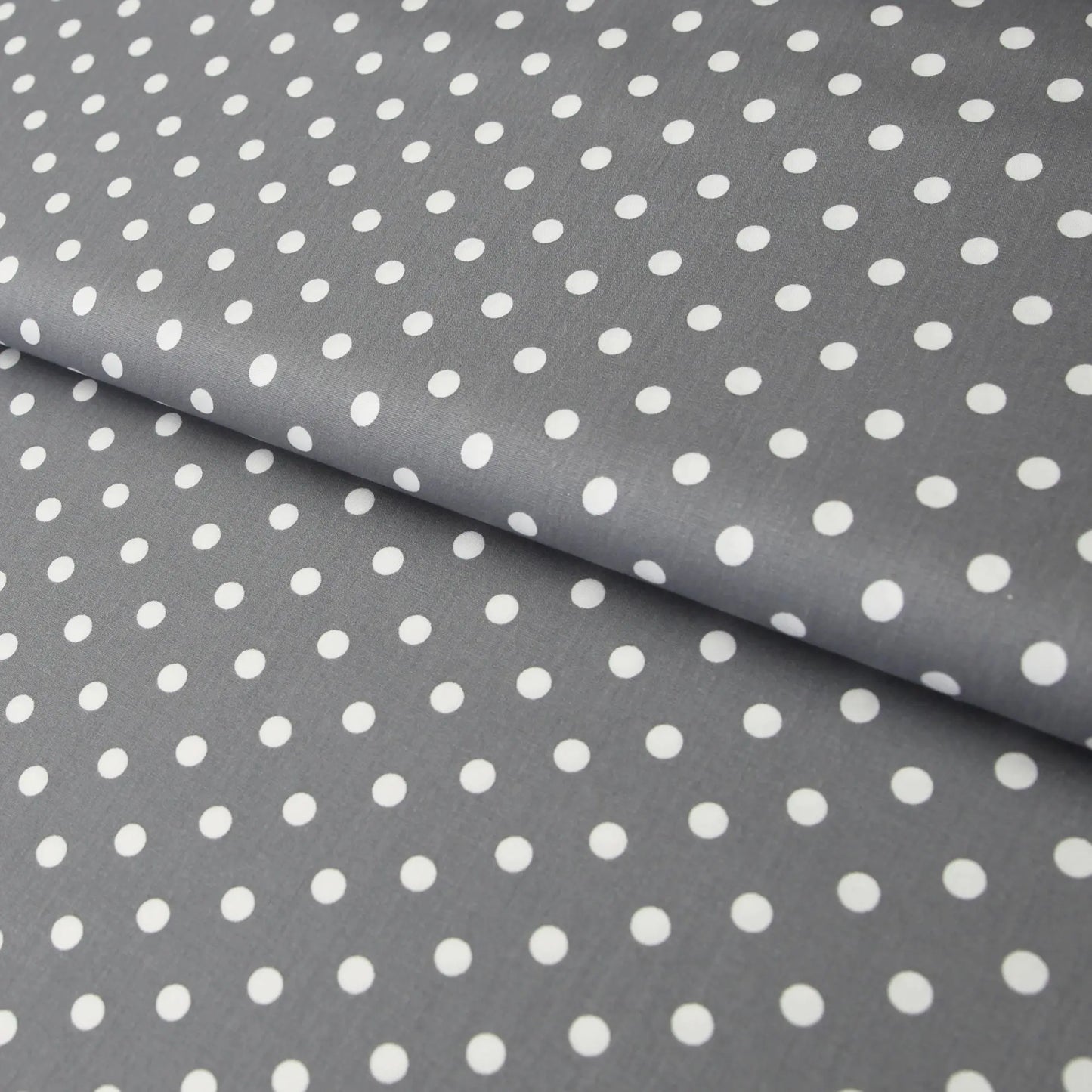 Baumwollstoff mit Punkten / Popeline " 0,8 cm weiße Dots auf grau Stoffe Kudellino