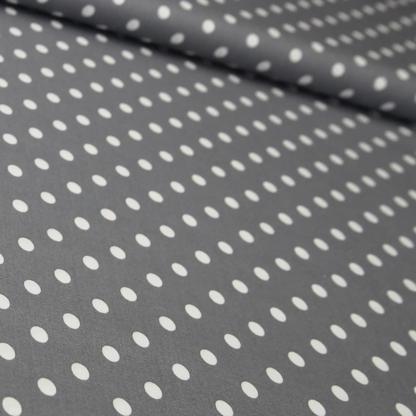 Baumwollstoff mit Punkten / Popeline " 0,8 cm weiße Dots auf grau Stoffe Kudellino