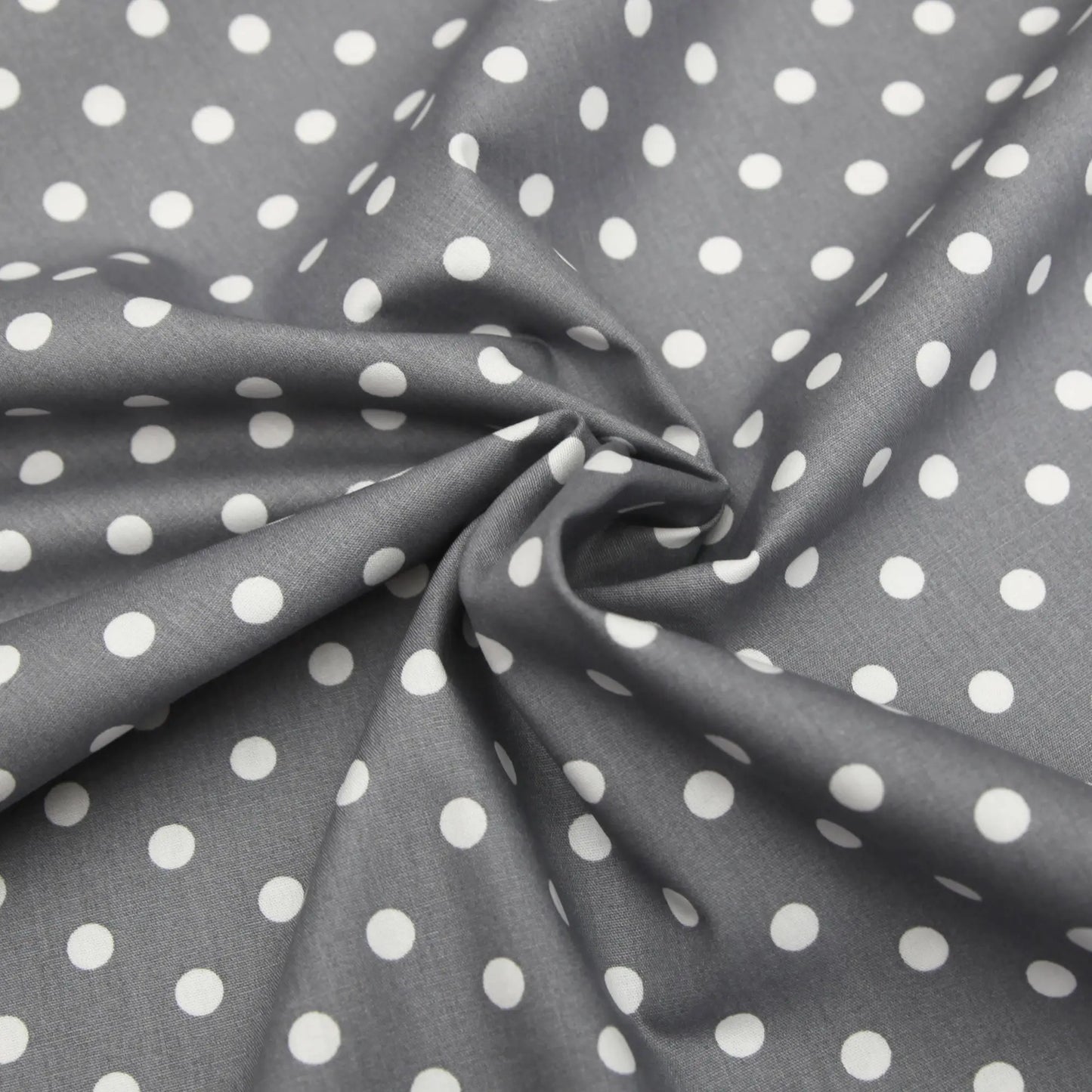 Baumwollstoff mit Punkten / Popeline " 0,8 cm weiße Dots auf grau Stoffe Kudellino