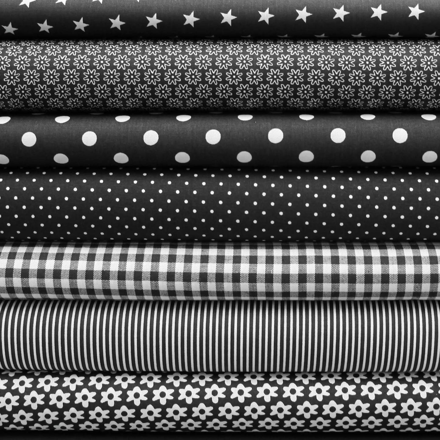 Baumwollstoff mit Punkten / Popeline " 0,8 cm weiße Dots auf schwarz Stoffe Kudellino