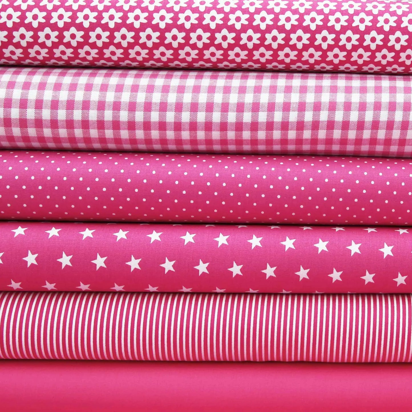 Baumwollstoff Blumen / Popeline " 1 cm weiße Blumen auf fuchsia magenta - Stoffe Kudellino - Bündchenstoffe und mehr...