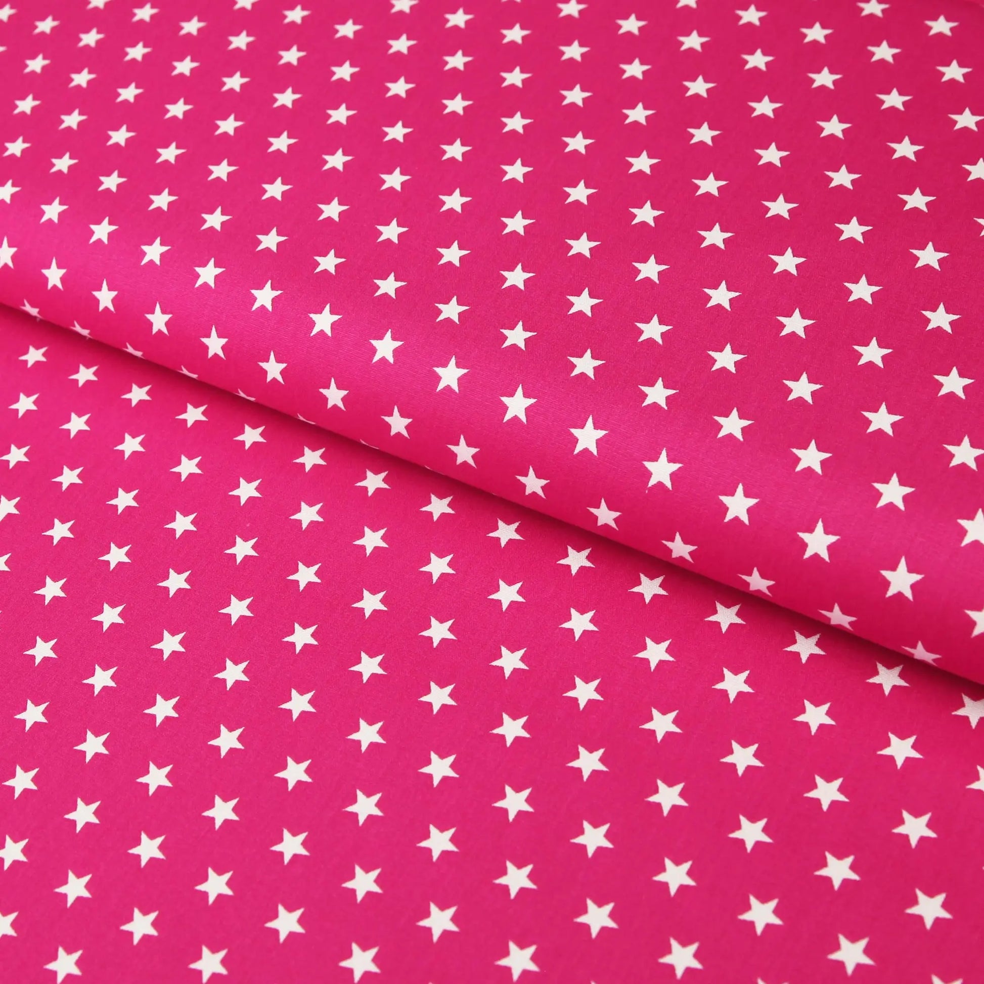 Baumwollstoff mit Sternen / Popeline " 1 cm weiße Sterne auf fuchsia magenta  Stoffe Kudellino