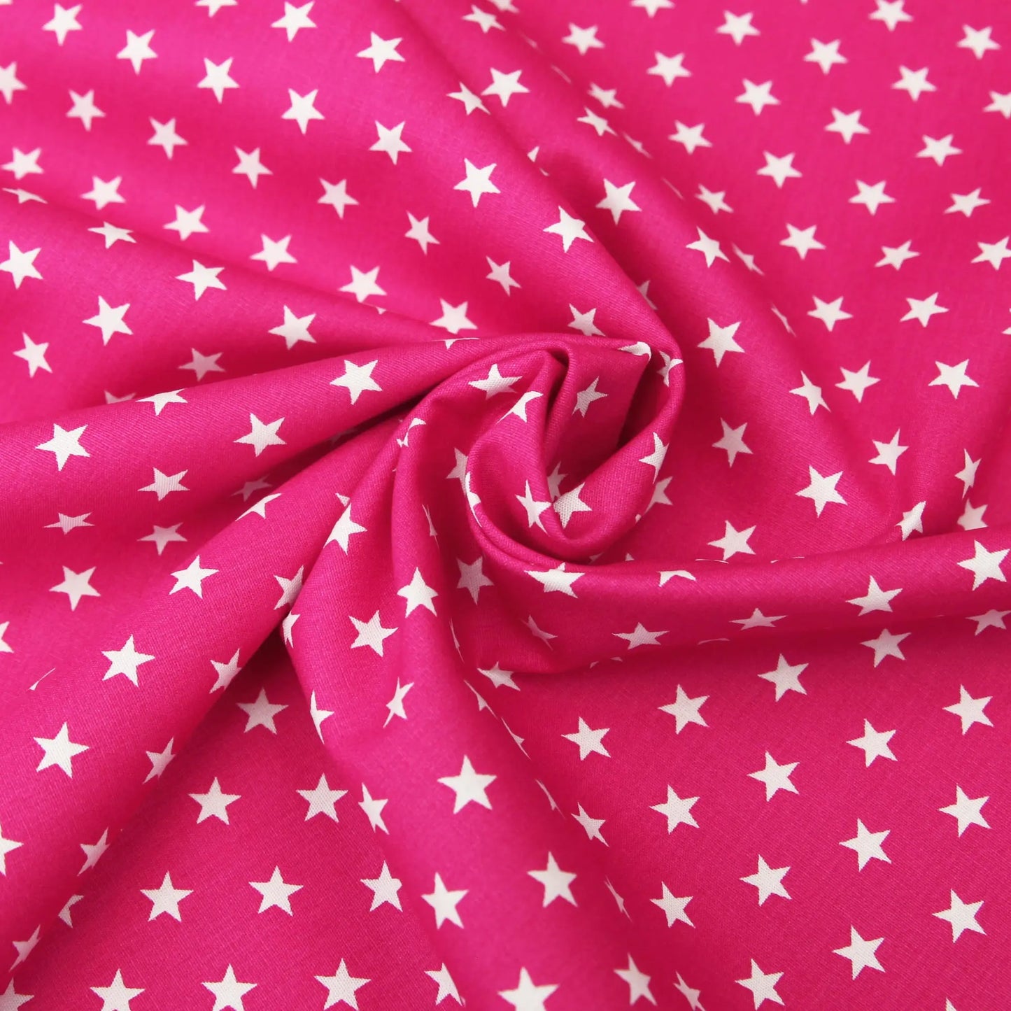 Baumwollstoff mit Sternen / Popeline " 1 cm weiße Sterne auf fuchsia magenta  Stoffe Kudellino