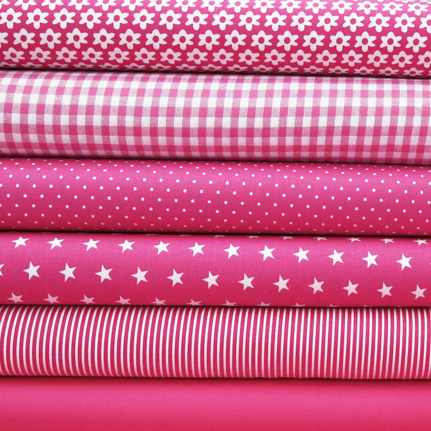 Baumwollstoff mit Sternen / Popeline " 1 cm weiße Sterne auf fuchsia magenta  Stoffe Kudellino