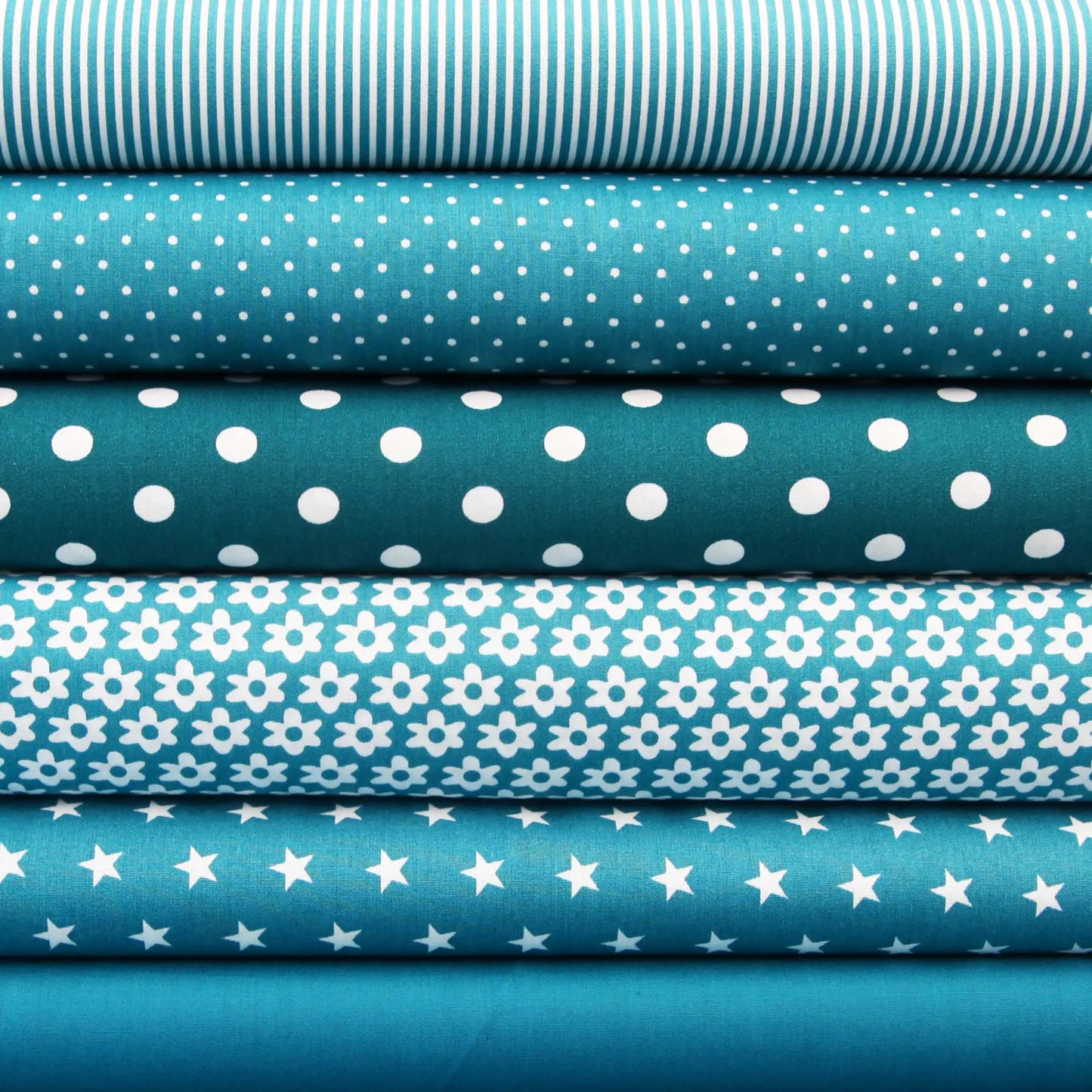 Baumwollstoff mit Sternen / Popeline " 1 cm weiße Sterne auf petrol Stoffe Kudellino