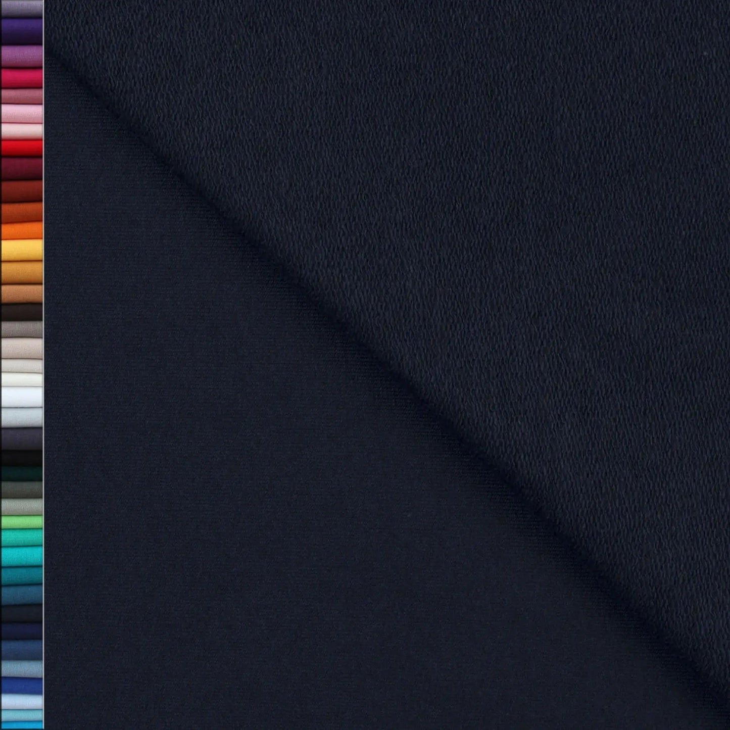 French Terry Uni unangeraut - Sommersweat UNI navy schwarzblau Stoffe Kudellino