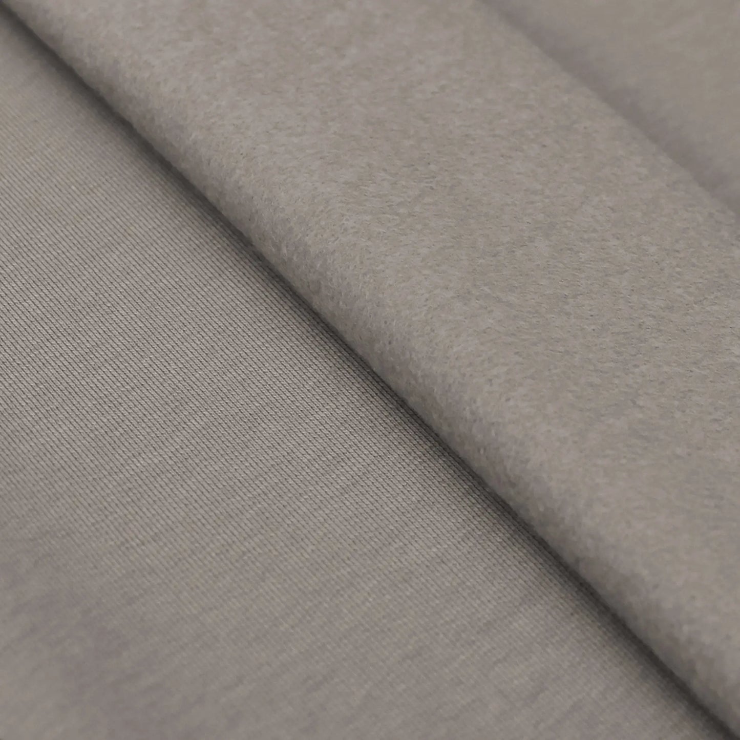 Sweatstoff Uni angeraut - Wintersweat UNI taupe - dunkel beige Stoffe Kudellino