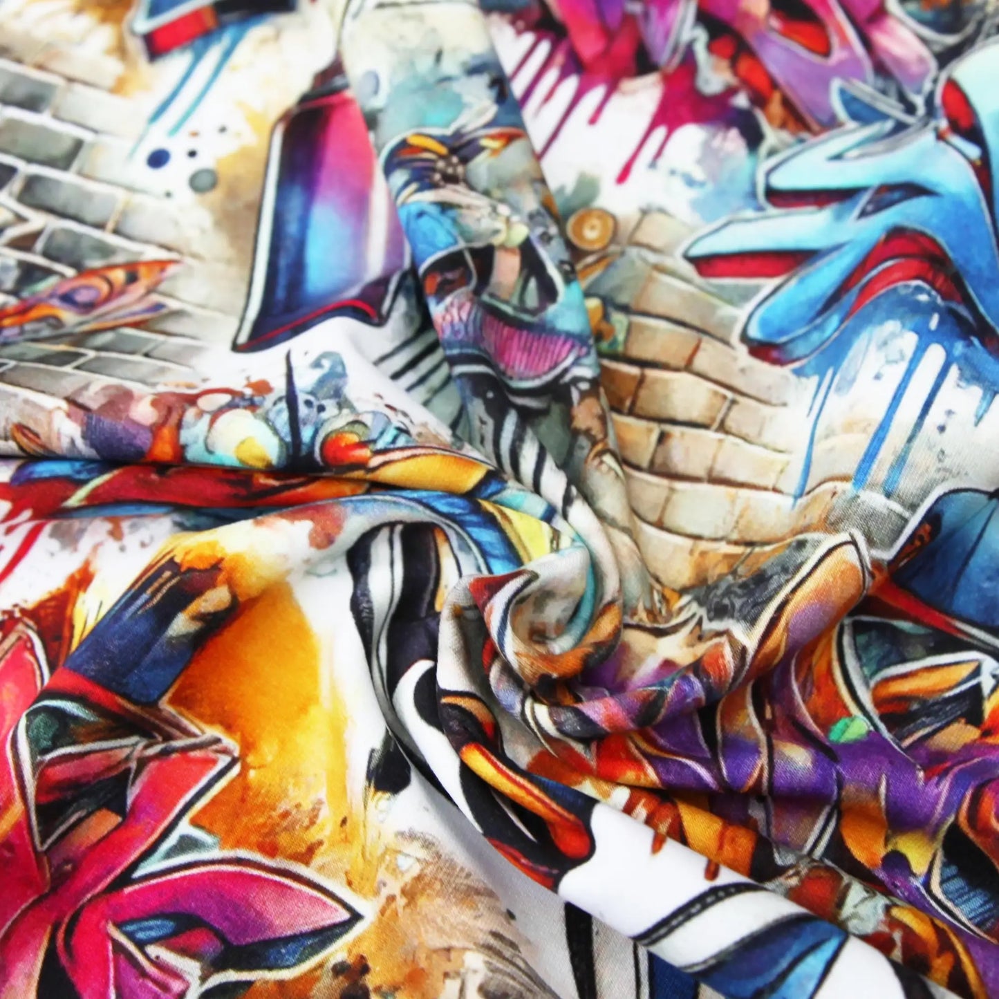 French Terry Graffiti Hip Hop leuchtende Farben Stoffe Kudellino