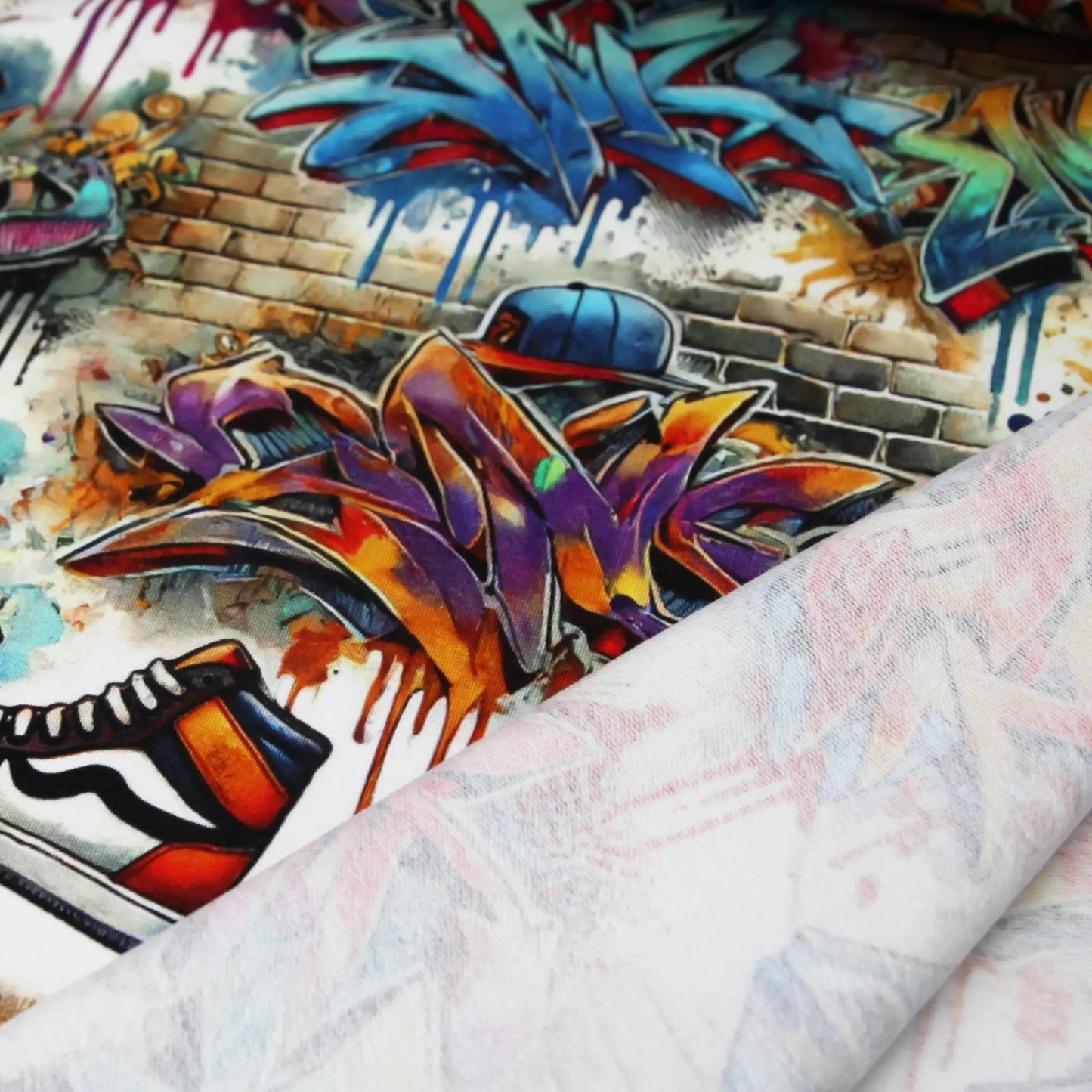 French Terry Graffiti Hip Hop leuchtende Farben Stoffe Kudellino