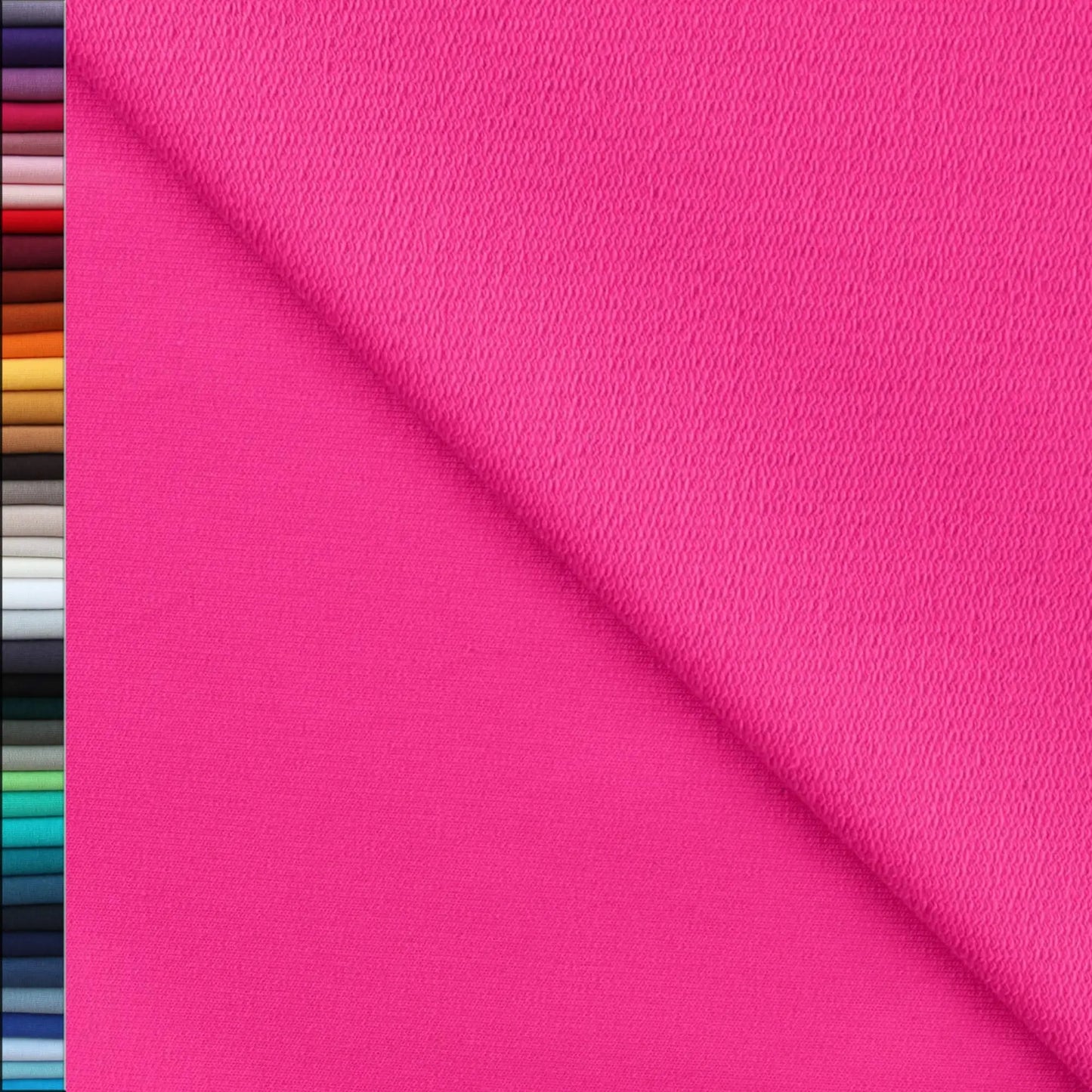 French Terry Uni unangeraut - Sommersweat UNI fuchsia - Stoffe Kudellino - Bündchenstoffe und mehr...