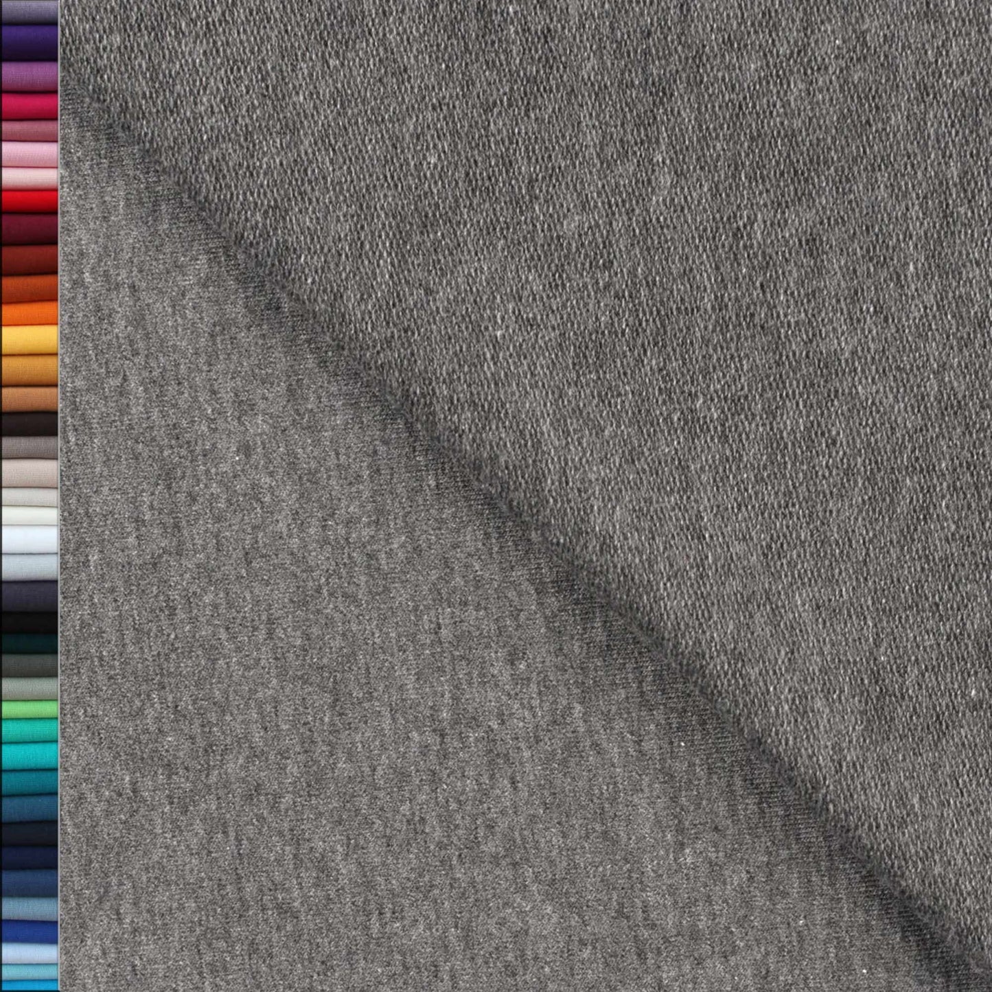 French Terry Uni unangeraut - Sommersweat UNI grau meliert Stoffe Kudellino