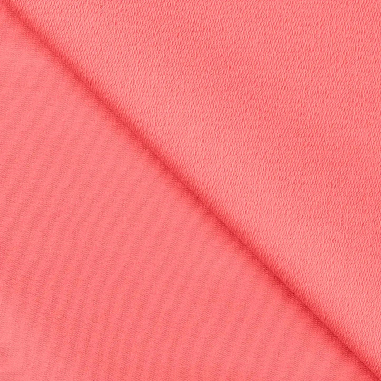 French Terry Uni unangeraut - Sommersweat UNI koralle Stoffe Kudellino