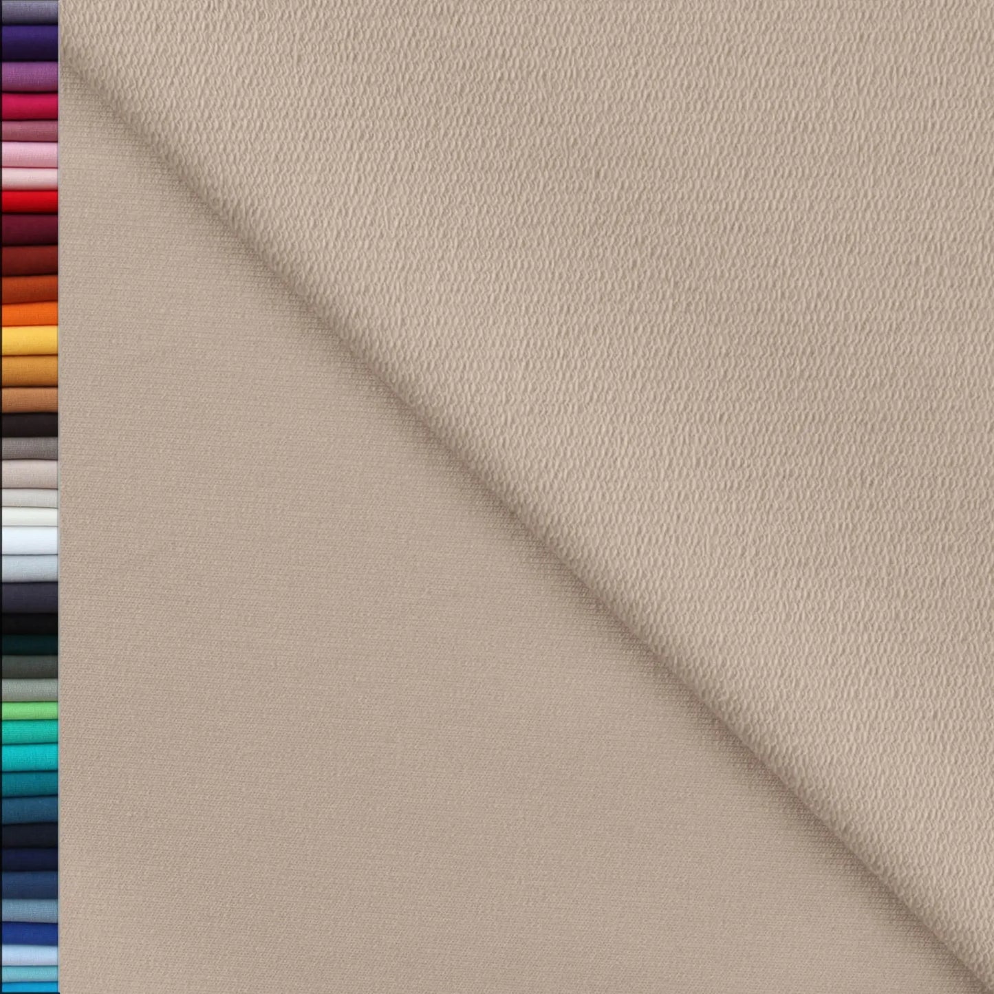 French Terry Uni unangeraut - Sommersweat UNI taupe beige Stoffe Kudellino