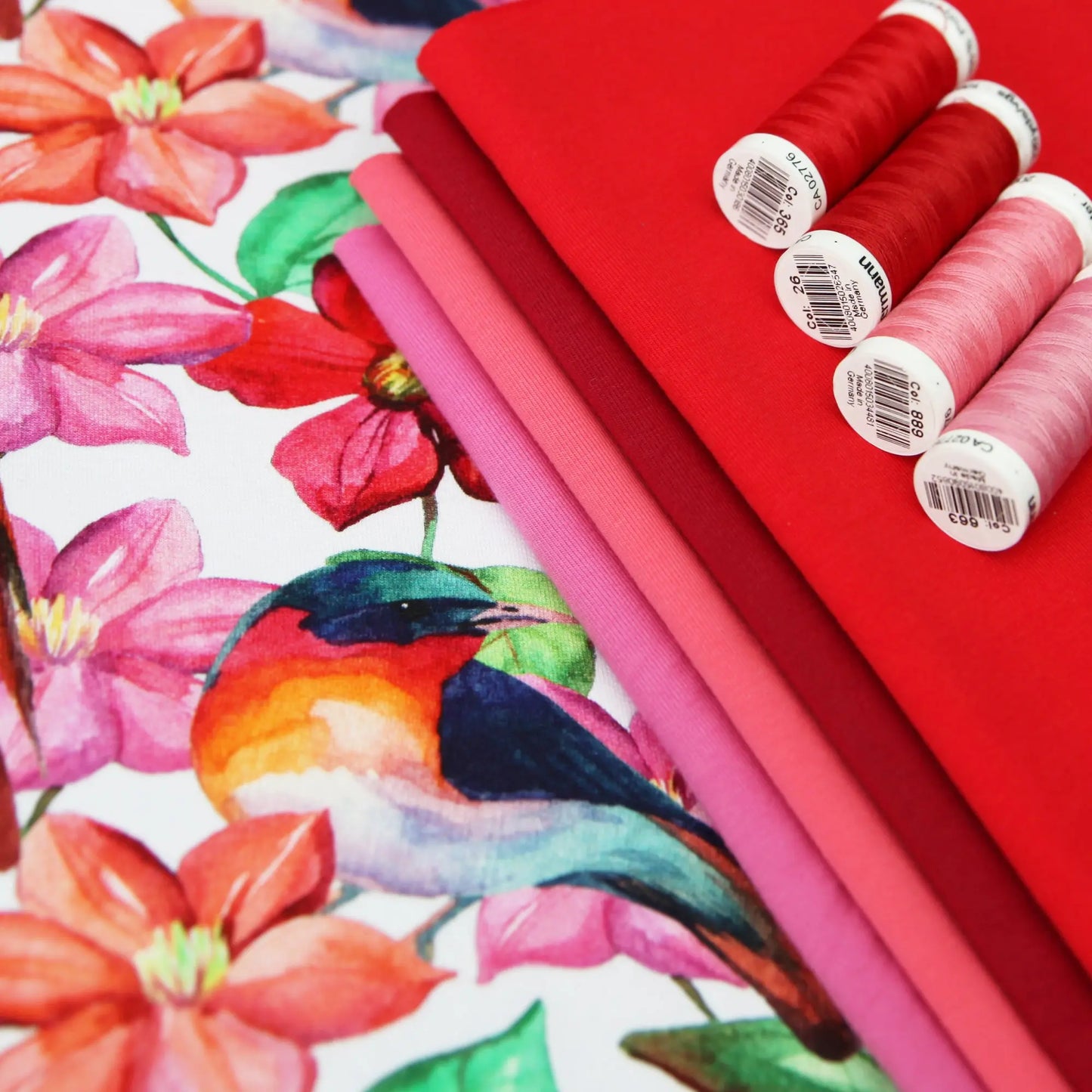 French Terry bunter Blumenmeer auf weiß Stoffe Kudellino