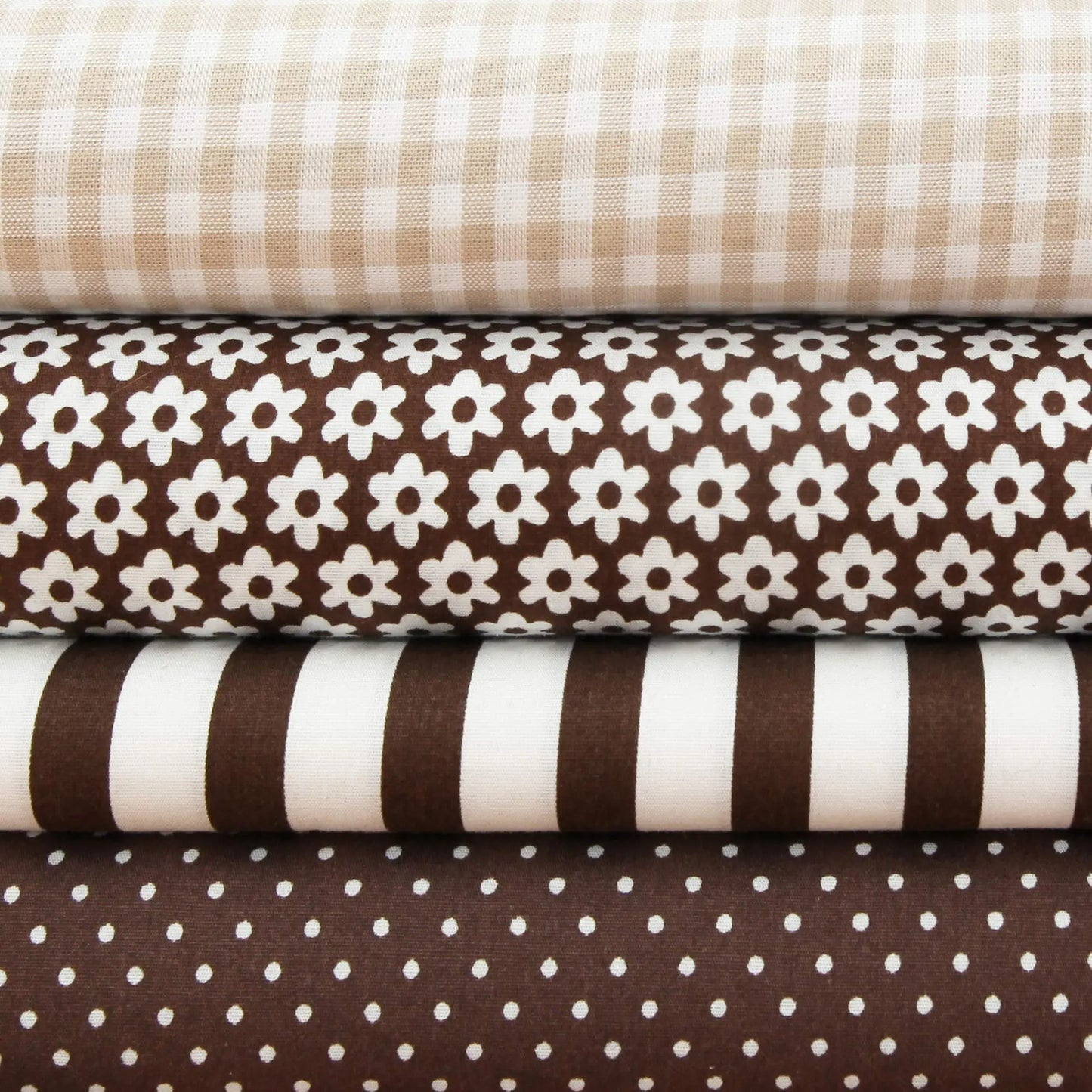 Baumwollstoff kariert / Popeline "0,5 cm weiß/beige Stoffe Kudellino