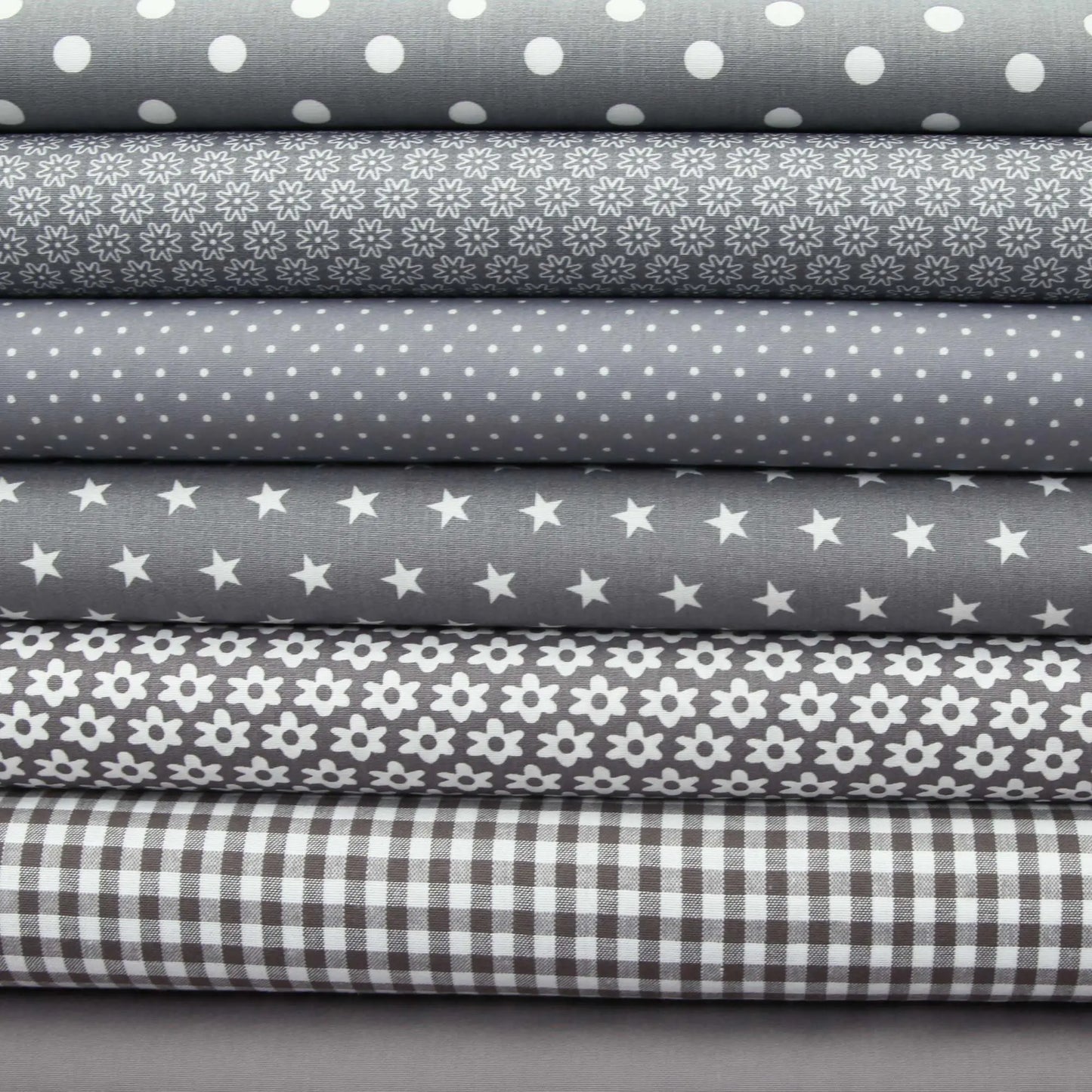 Baumwollstoff kariert / Popeline "0,5 cm weiß/grau Karomuster" Stoffe Kudellino