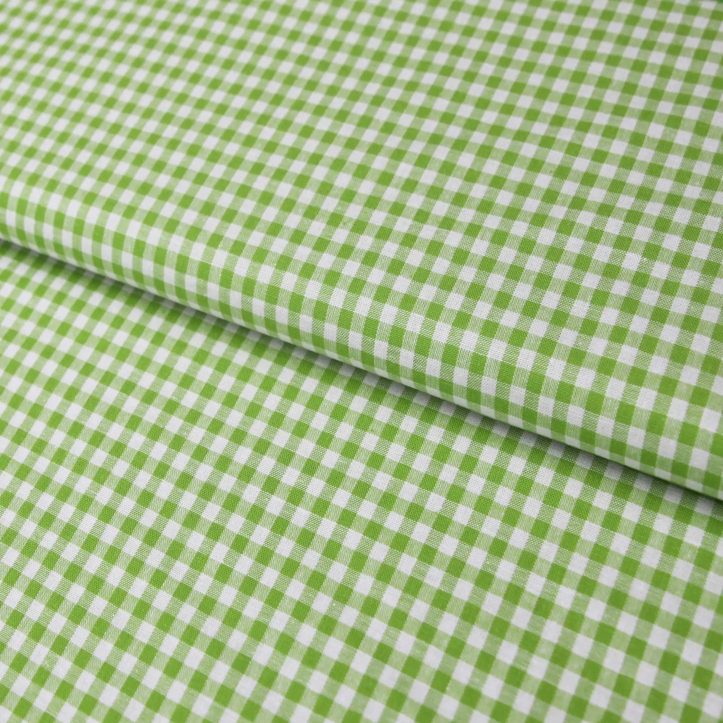 Baumwollstoff kariert / Popeline "0,5 cm weiß/lime grün Stoffe Kudellino